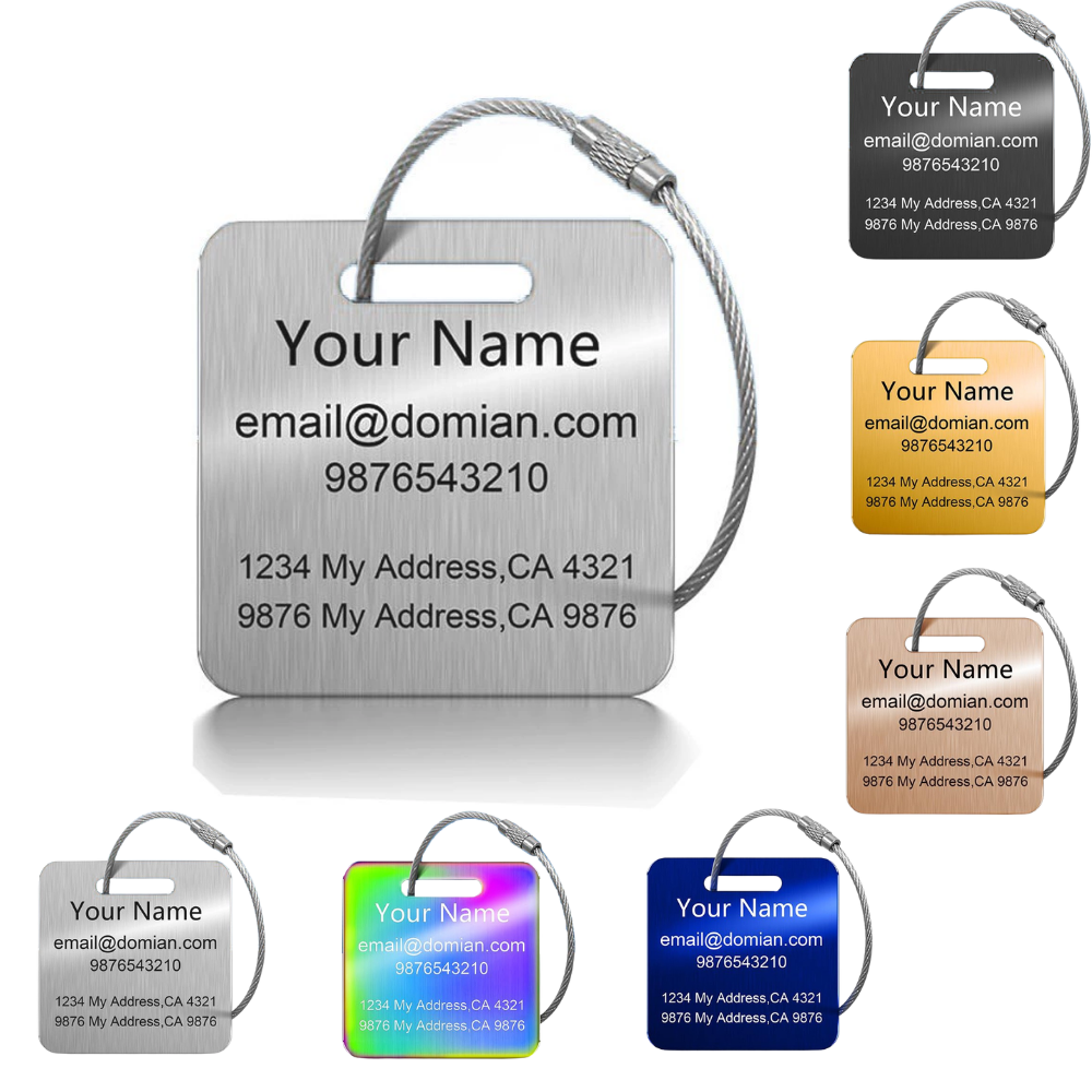 Custom Stainless Steel Luggage Tag Keychain