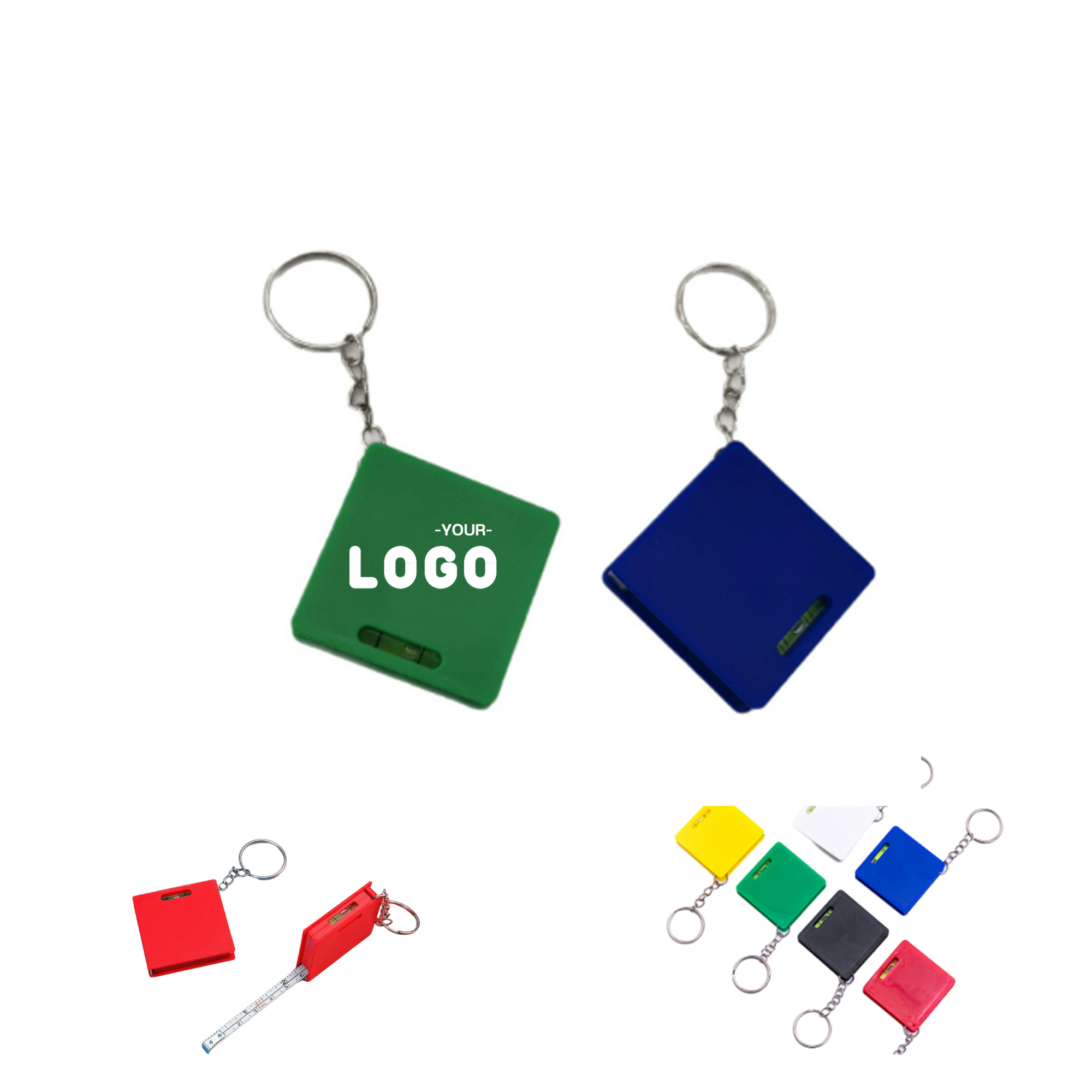 Square Keyring Tape Measure With Level