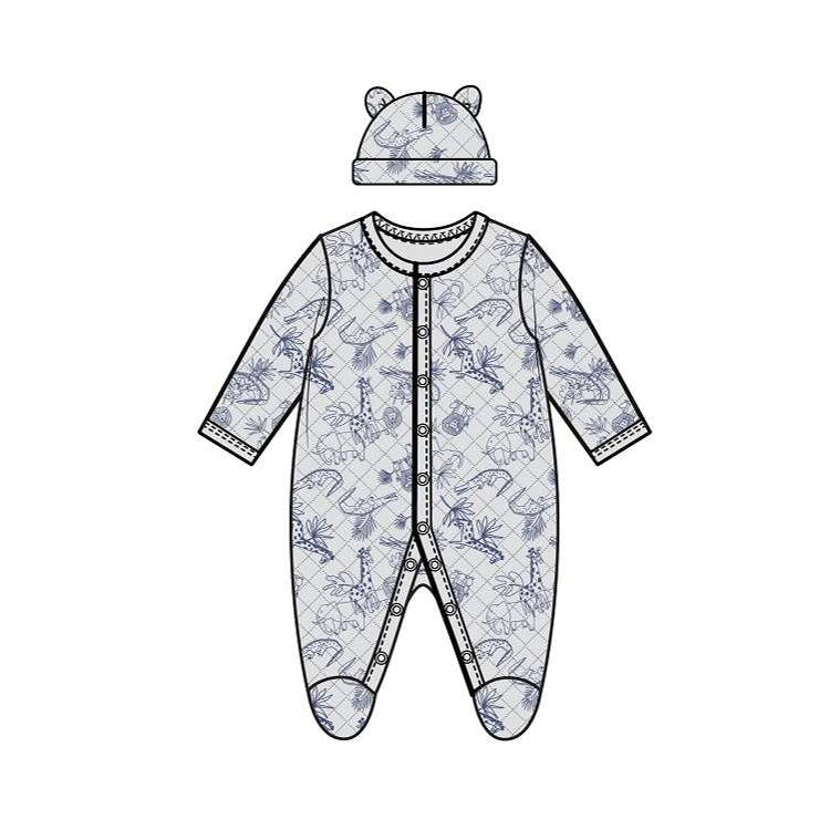 Boys' Quilted Sleep & Play Bodysuits with Hat Gray 3
