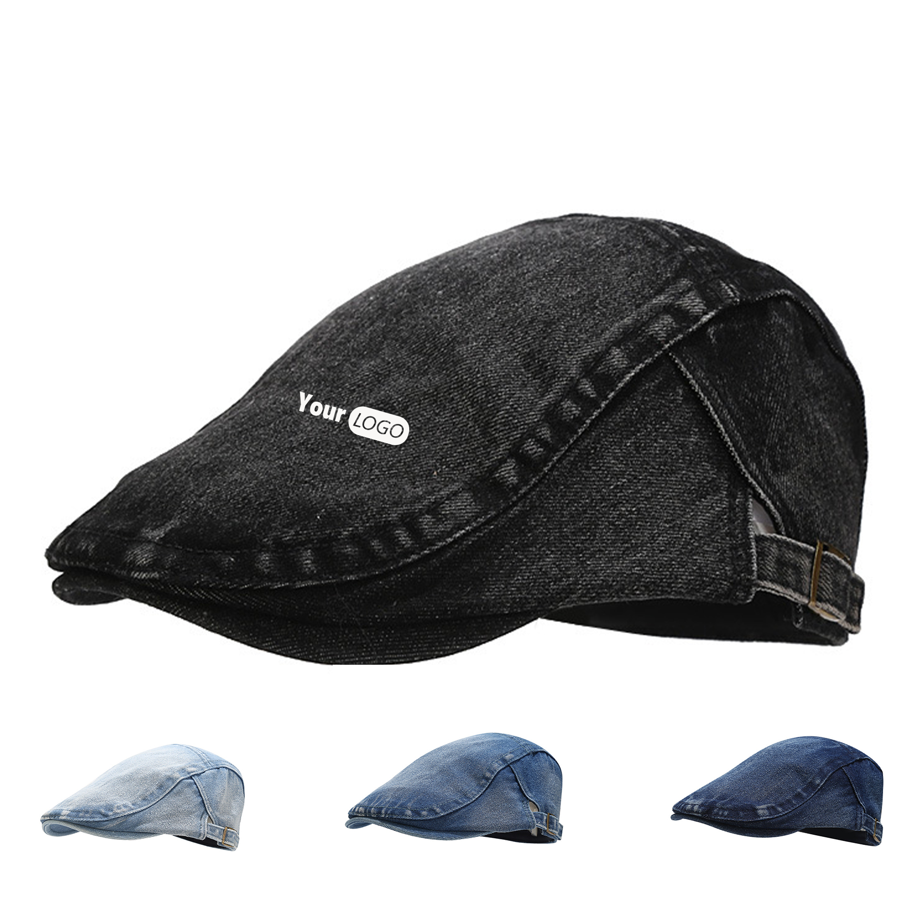 Cotton Simple Denim Duck Tongue Bud Hat 12