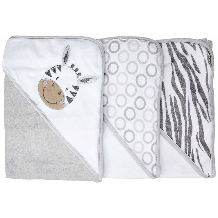 Terry Baby Hooded Towels - Gray Zebra 3 Pack 3
