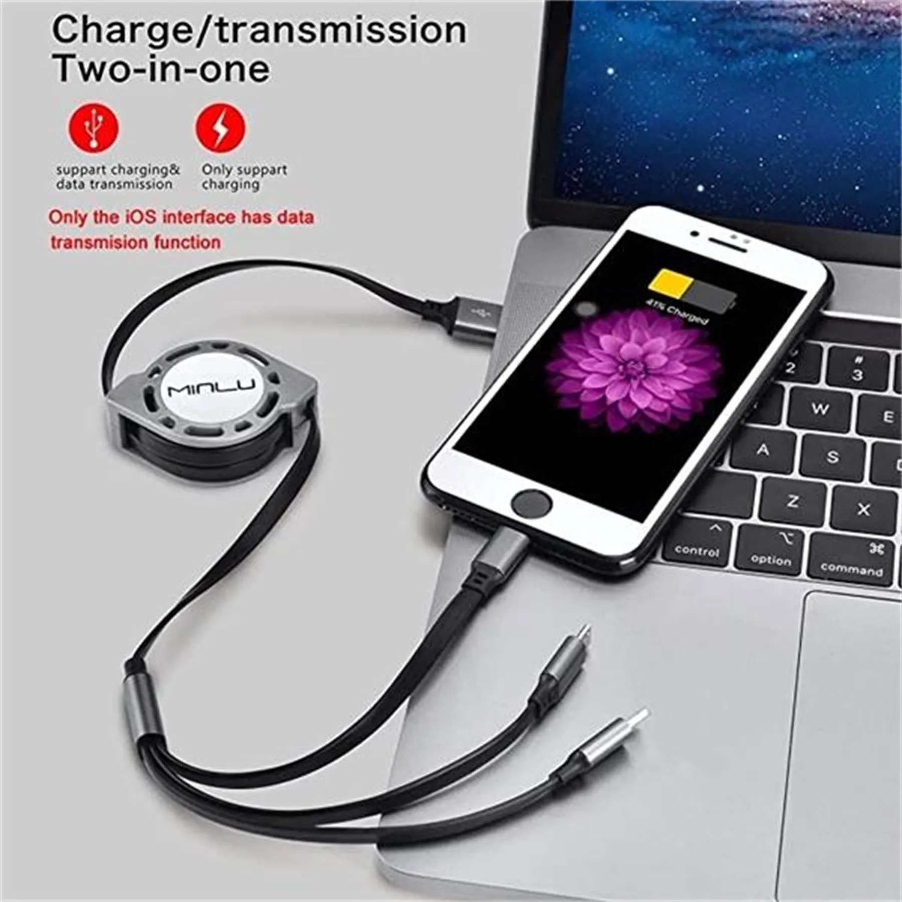 3-in-1 Retractable USB Cable Fast Charger Cord 7