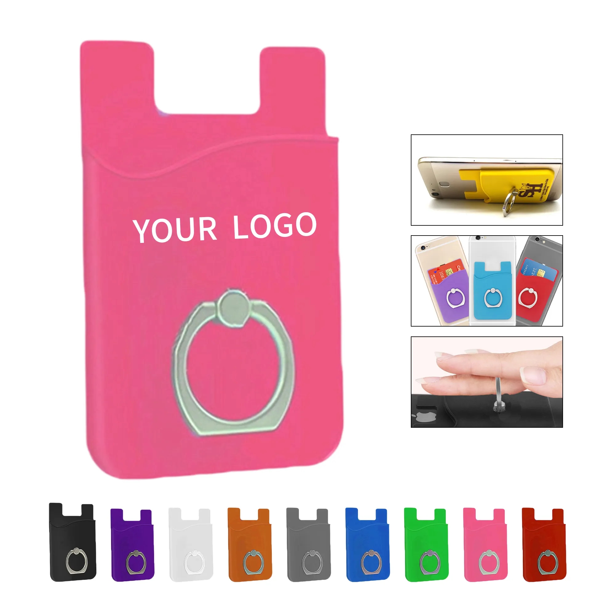 Silicone Phone Wallet with Grip Ring