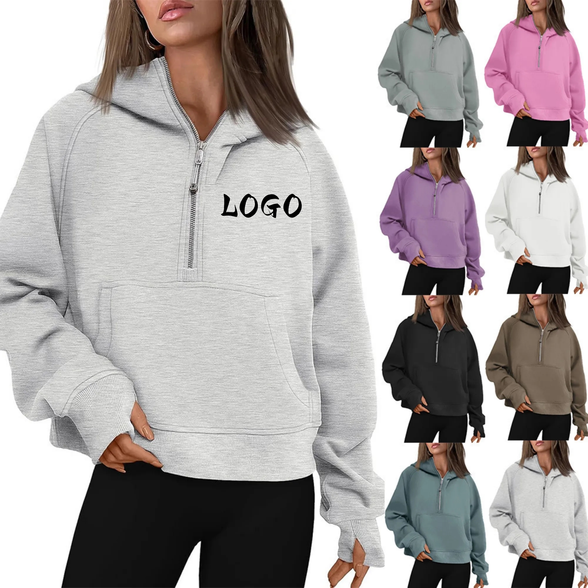 Women's Half-Zip Hooded Fleece Sweatshirt