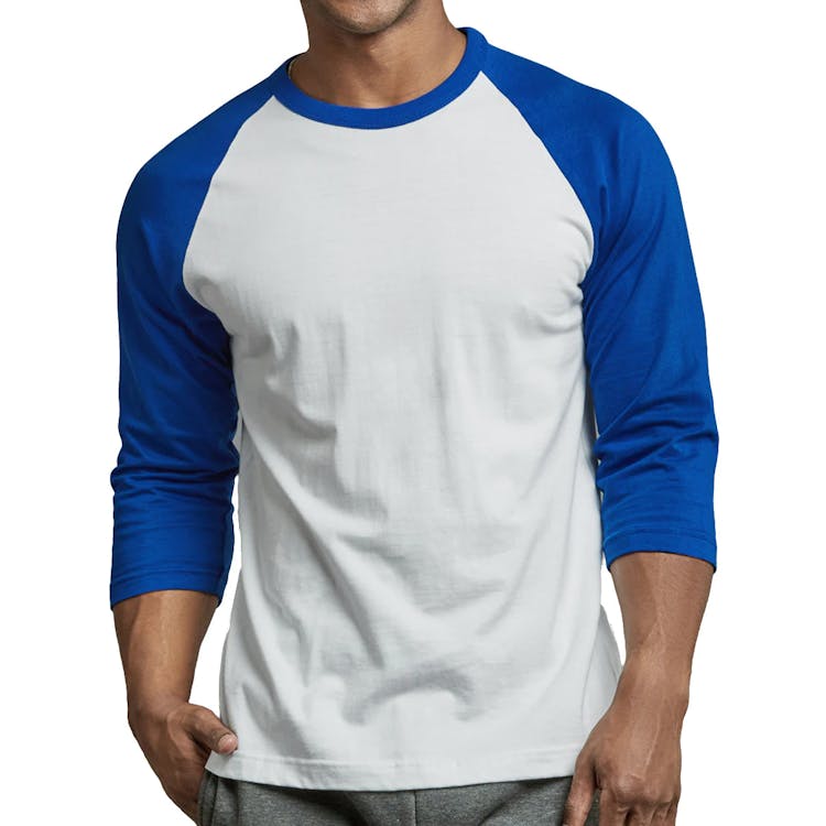 Men's 3/4 Sleeve Baseball T-Shirt - Small Royal Blue/White