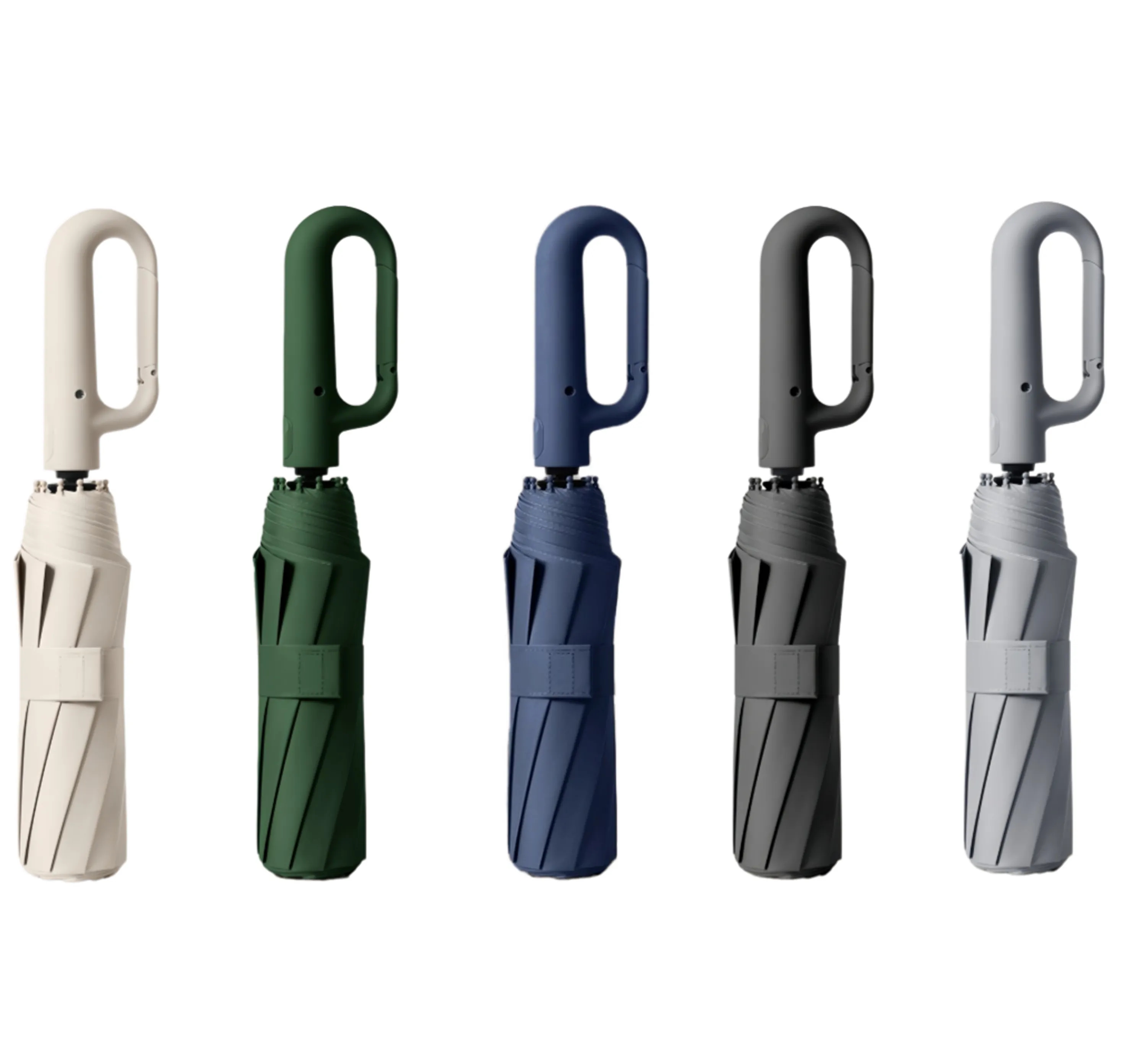 Auto Open Folding Umbrella With Carabiner Handle 3