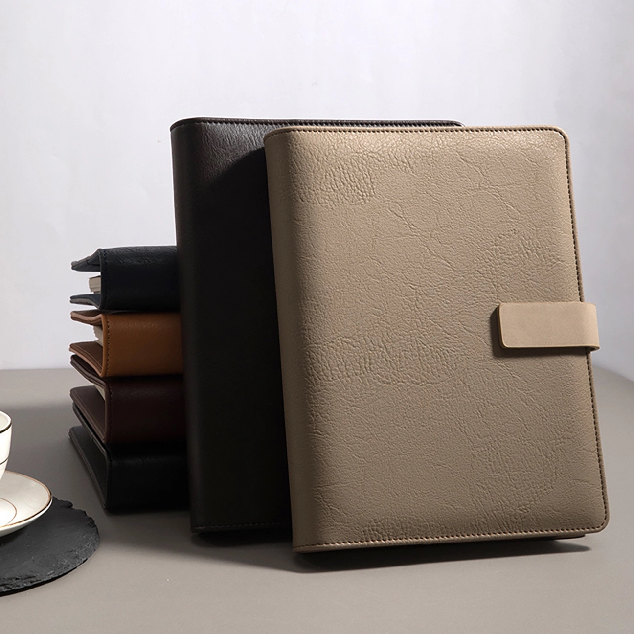 A5 Leather Padfolio Notebook with Magnetic Clip 19