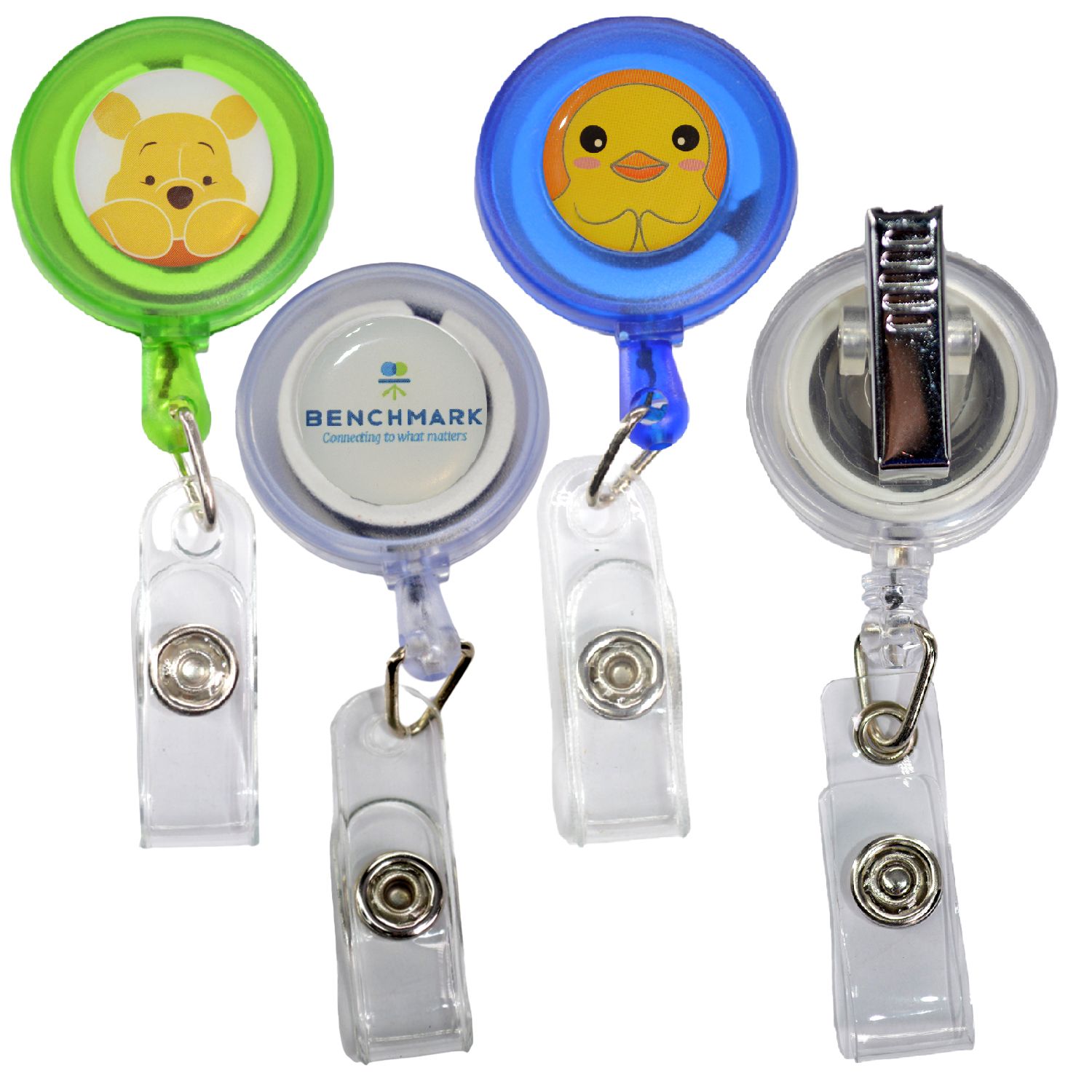 Round Transparent Badge Reel Holder w/ Bulldog Clip