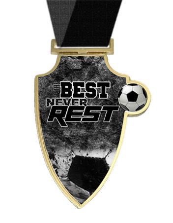 Medallion: 3" Shield Soccer Best Never Rest Design