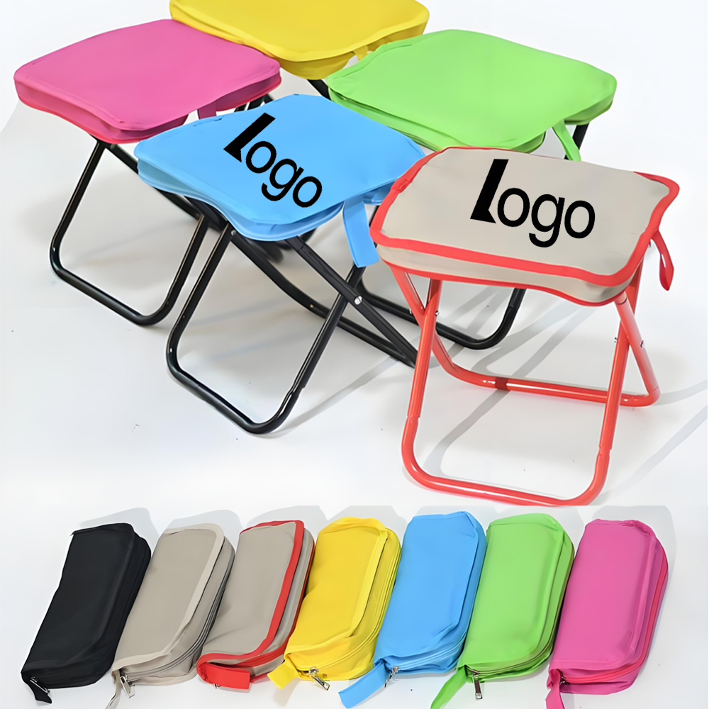 Portable Oxford Cloth Handbag Folding Stool W/ Zipper Closure 11''X4''X3''