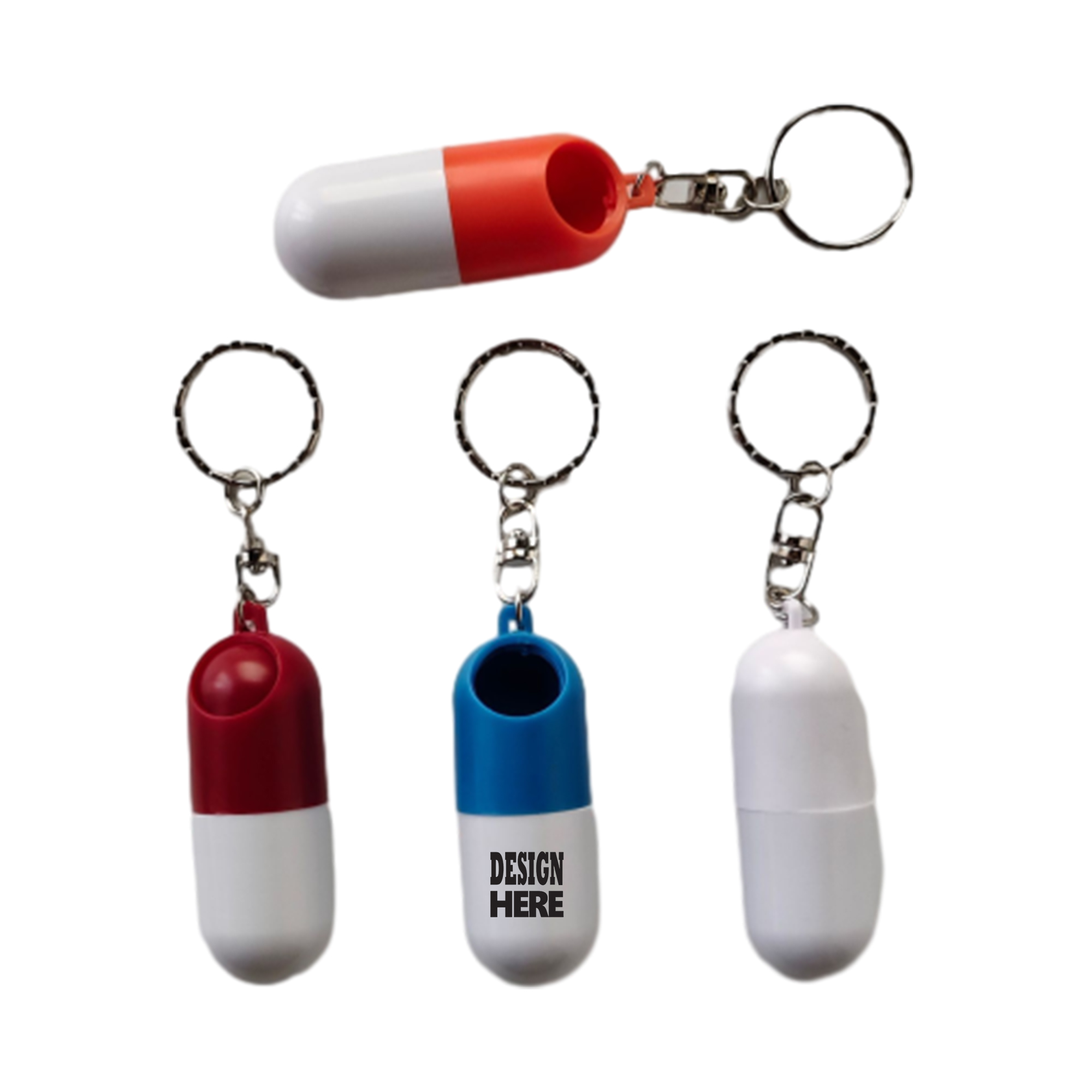Creative Capsule Pill Holder Keychain Case 3