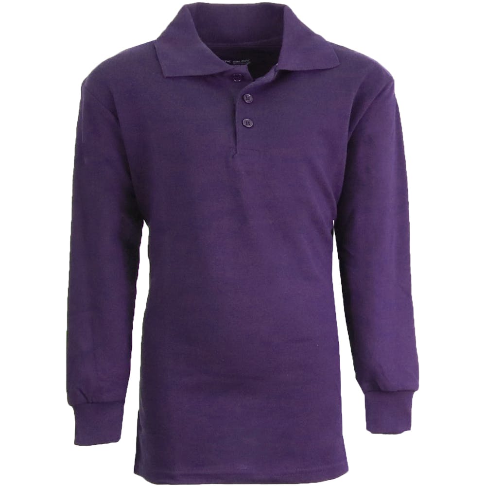 Boys' Uniform Polo Shirts - Sizes 4 - 7 Purple Long Sleeve 3