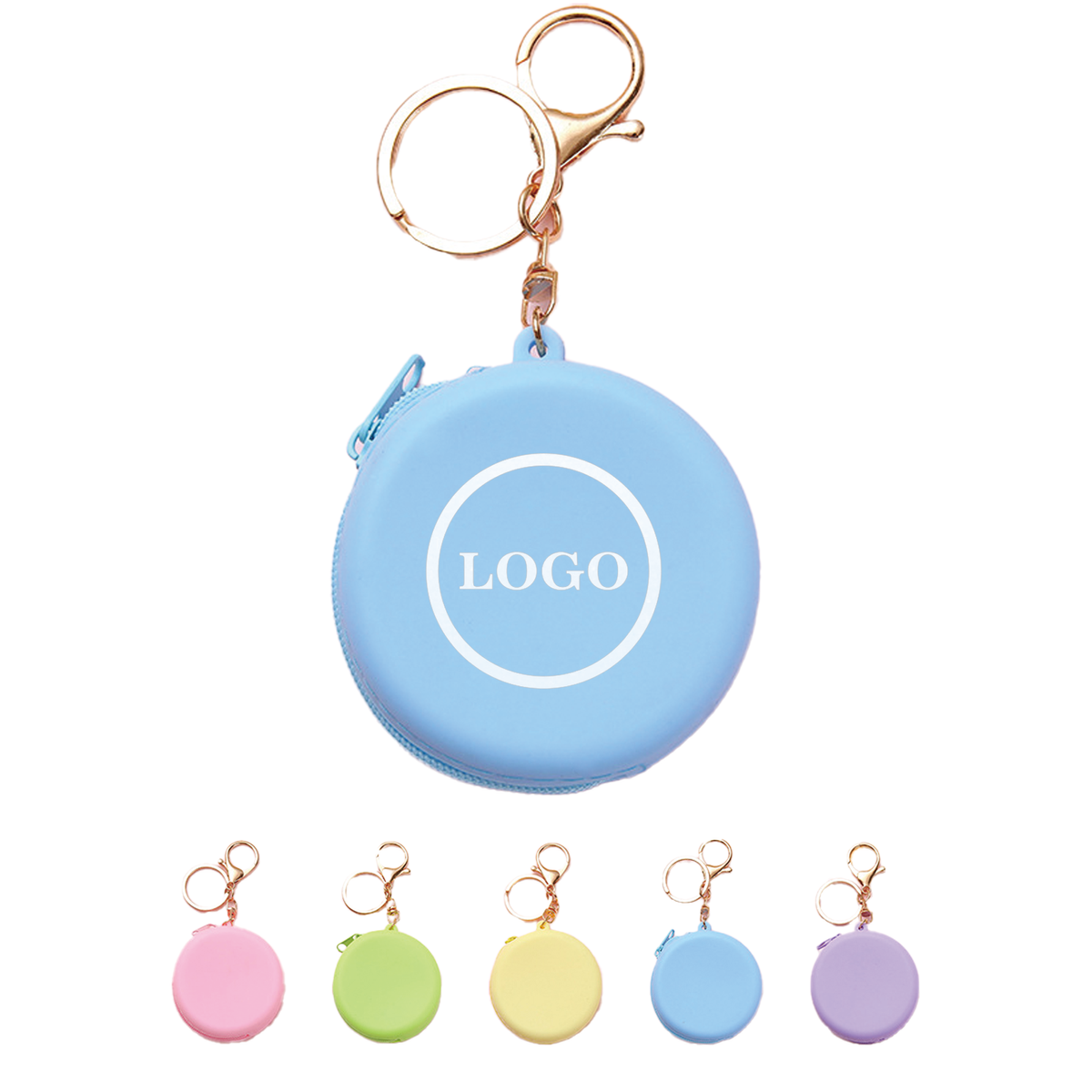 Mini Round Zipper Silicone Coin Purse Earphone Bag Keychain 4