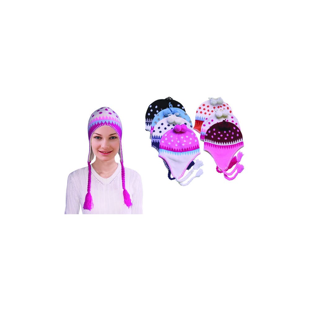Women's Knitted Flap Hats Assorted 3