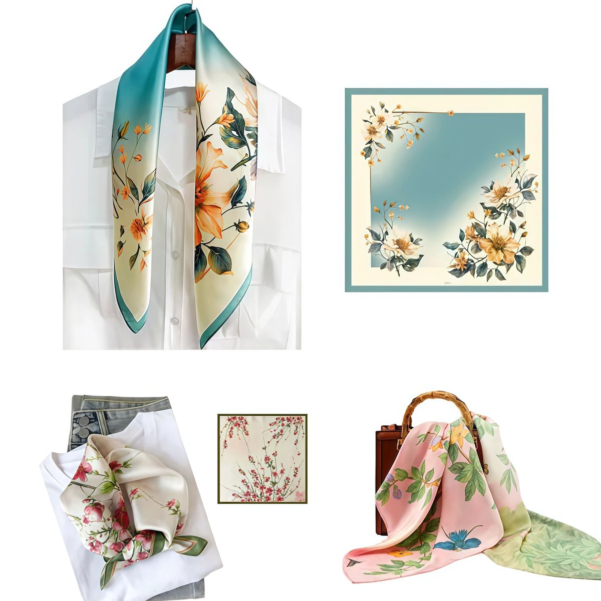 100% Mulberry Silk Bandana Scarf 3