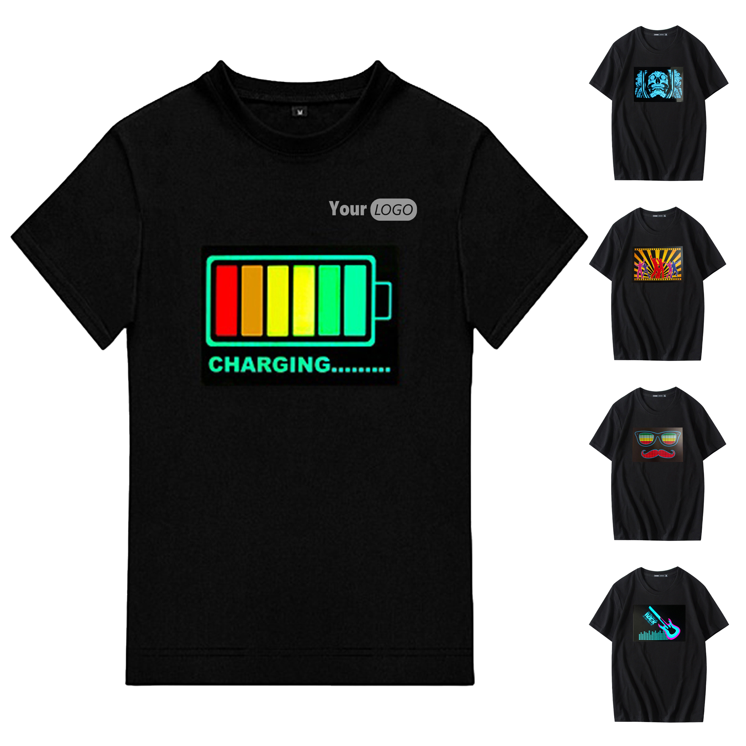 Cotton Voice Controlled Round Neck Loose Glowing T-Shirt 6