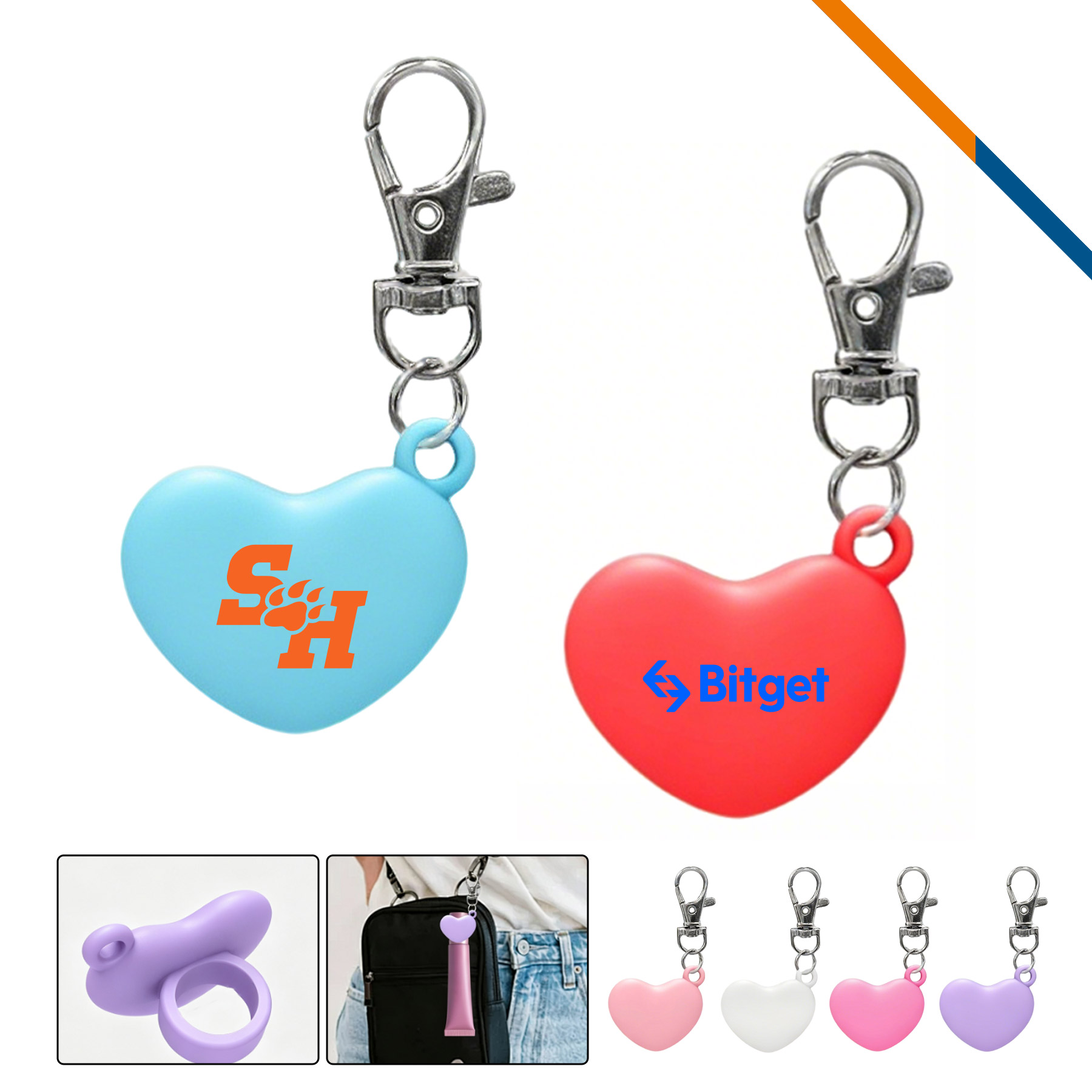 GlimClip Heart Shape Lip Gloss Keychain Cap