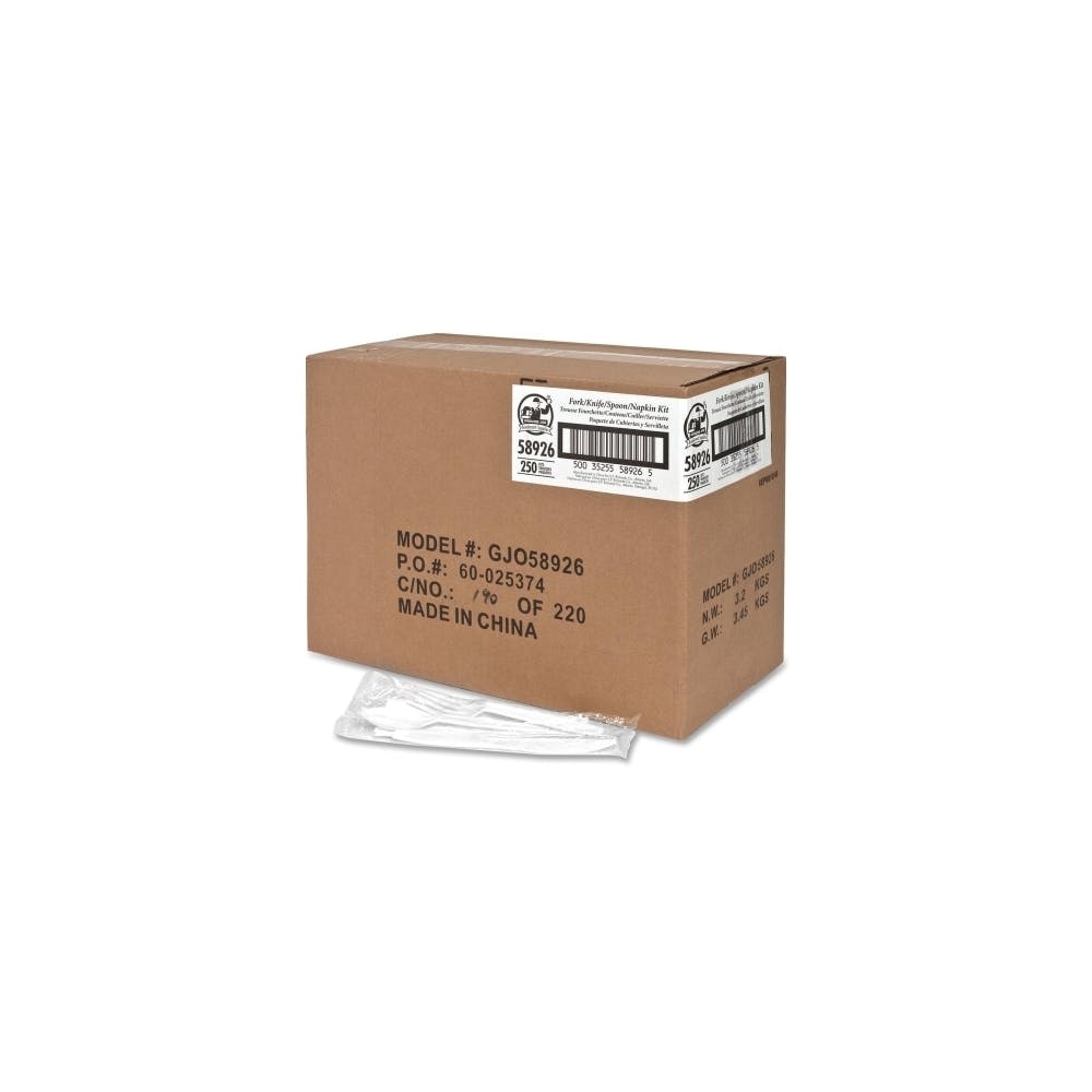 Utensils & Napkin Kits - White Preassembled 3