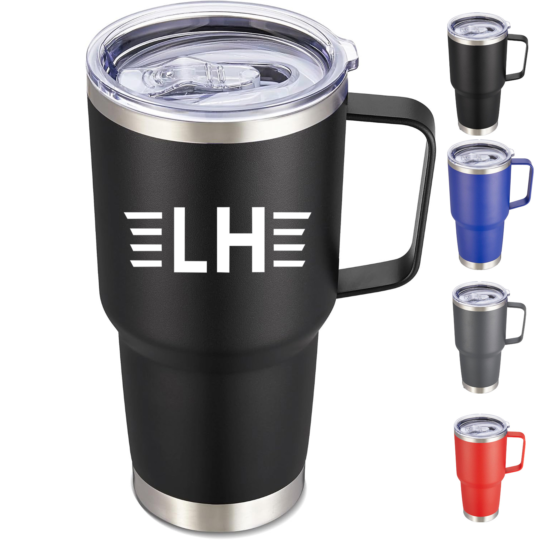 30 oz Stainless Steel Tumbler with Handle and Lid, Double Wall Vacuum Insulated
