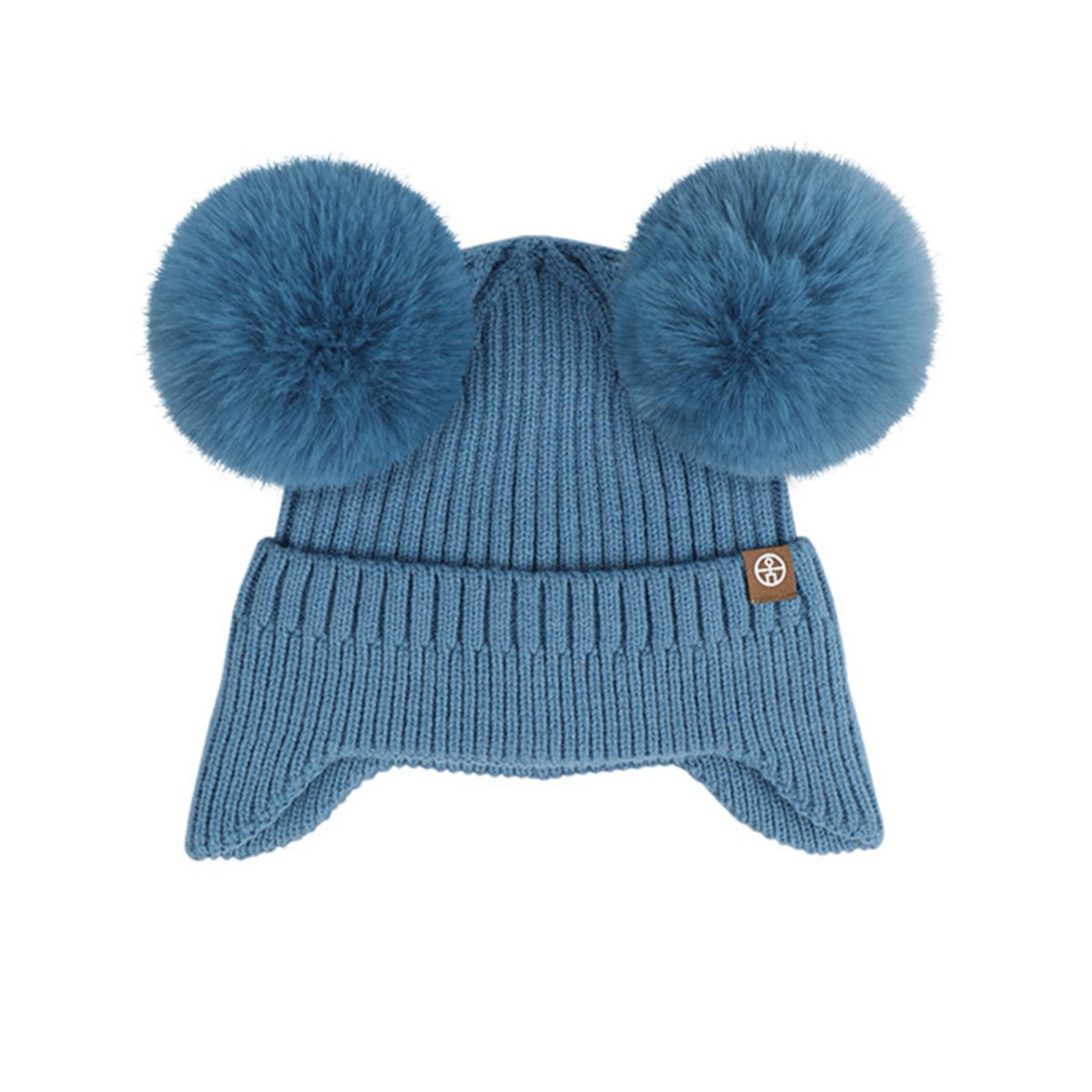 Double Pom Pom Earflap Winter Beanie for Kids, custom youth shirt with logo imprint 10