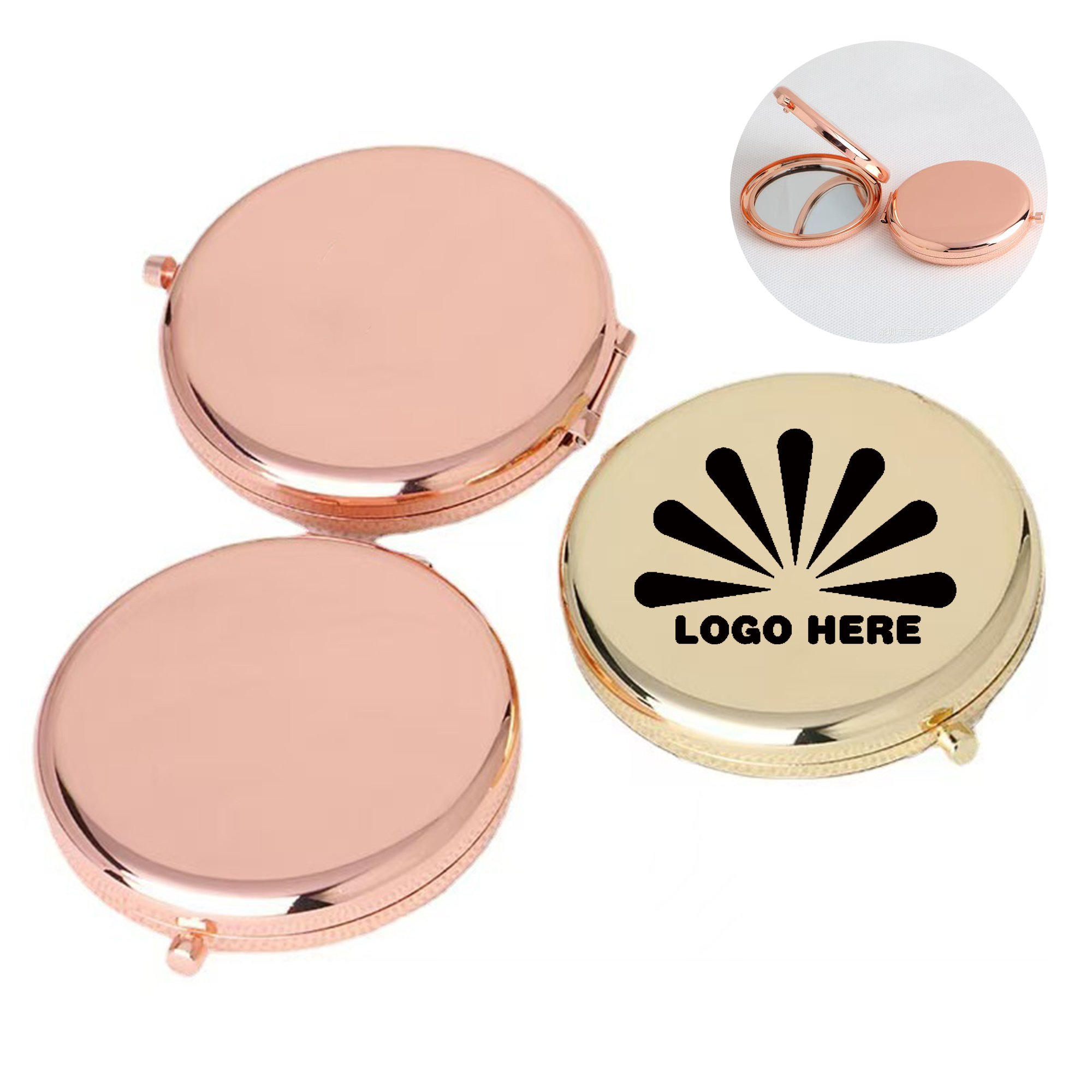 Metal Foldable Portable Makeup Mirror With Customized Logo 3