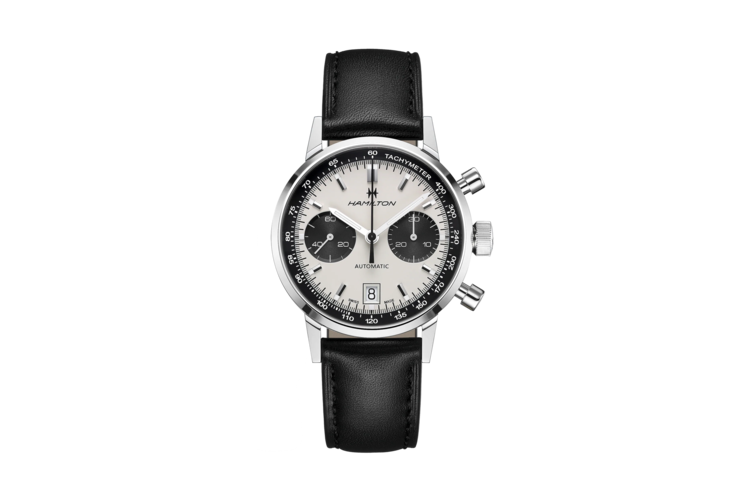 Hamilton American Classic Intra-Matic Auto Chrono Black Leather Strap Watch 3