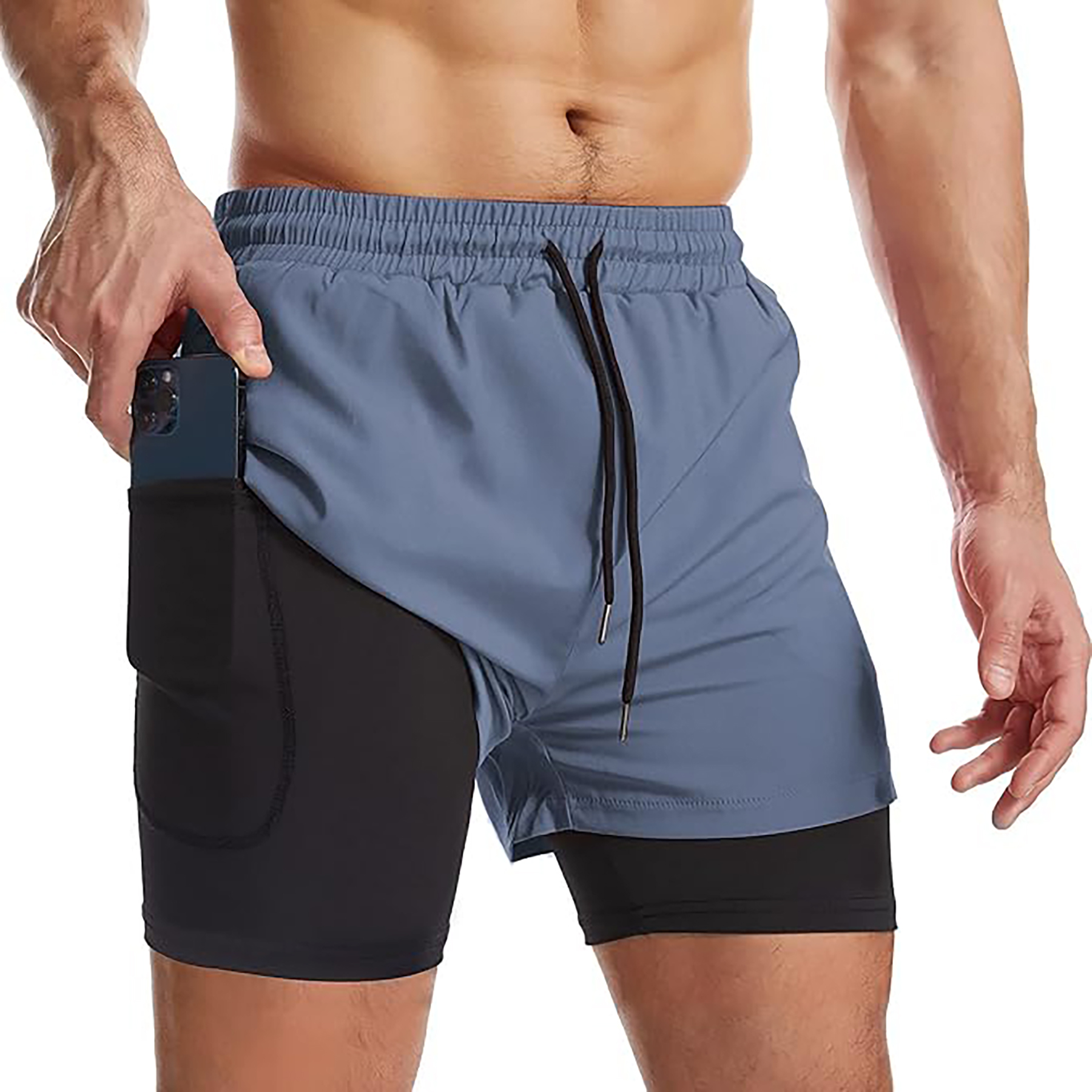 Men's 2 I n 1 Quick Drying Sports Shorts with Lining 61