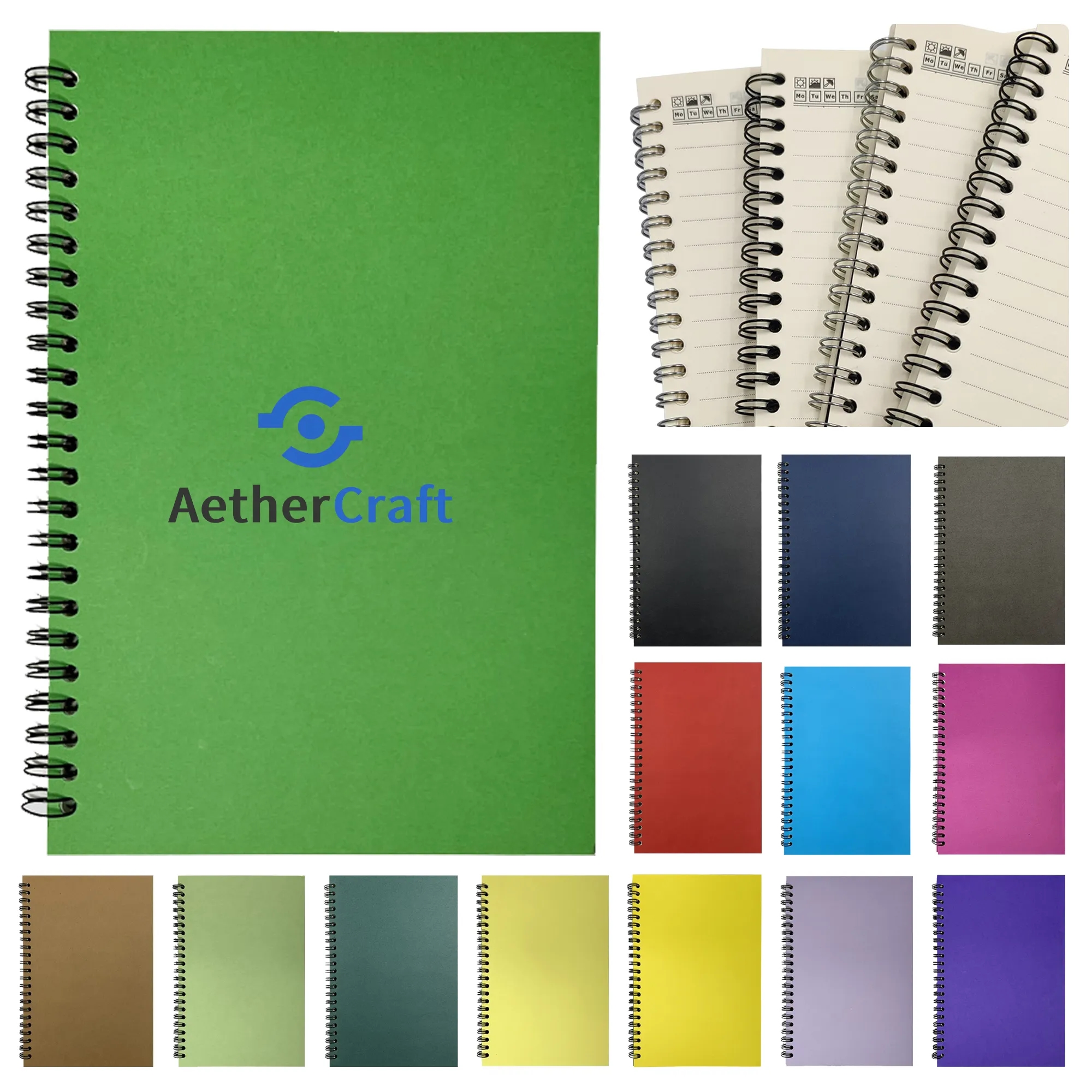 Spiral Bound Kraft Notebook with Blank and Lined Paper