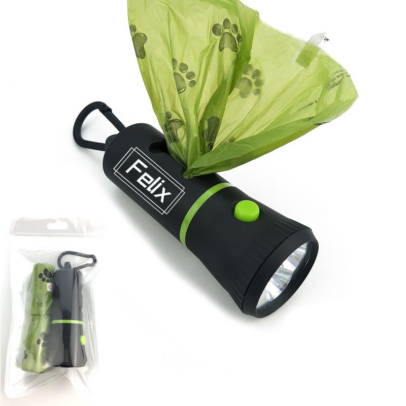 Pet Poop Bags Holder Dispenser with LED Flashlight
