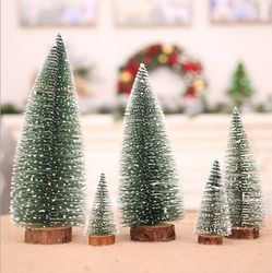 4'' Frosted Tree with Wood Look Base