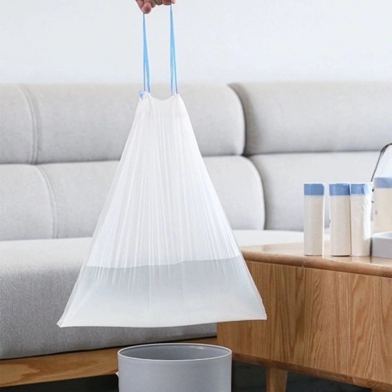 Environmentally friendly drawstring garbage bags