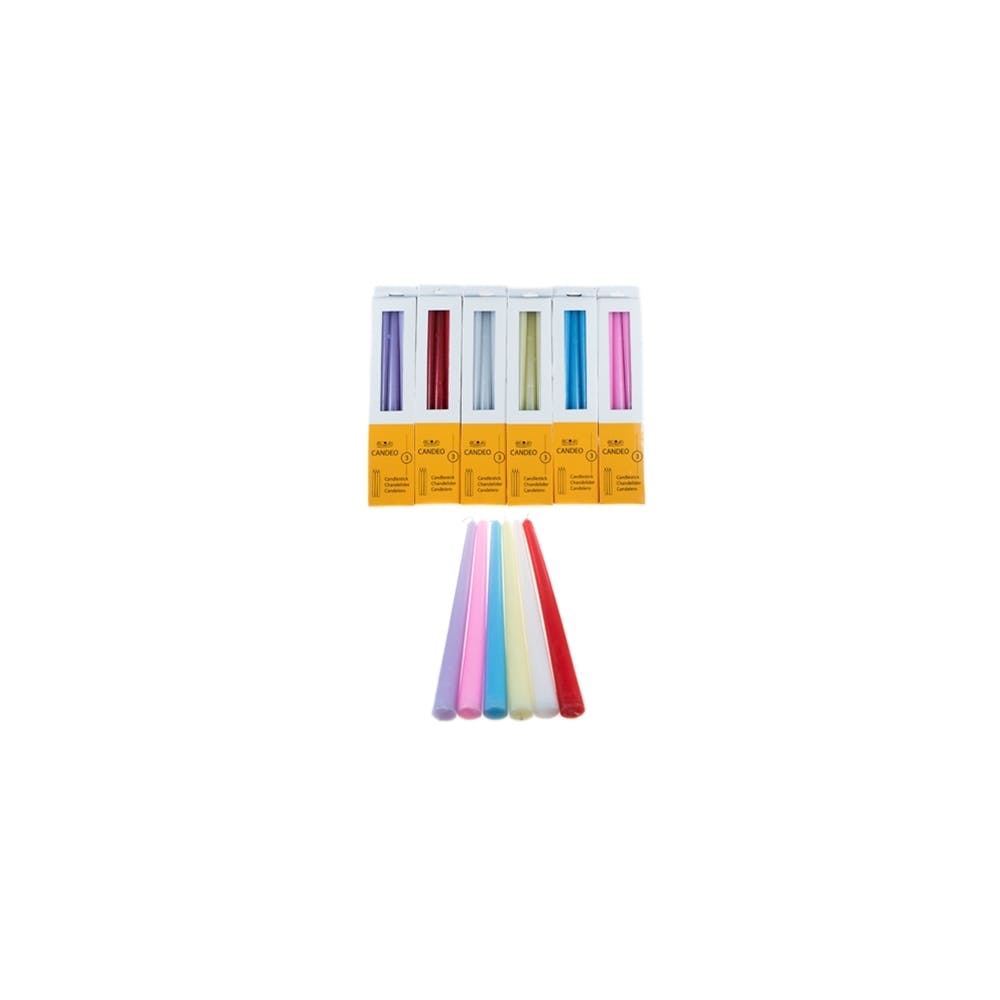 10" Taper Candles - Unscented 3 Pack Assorted Colors 3