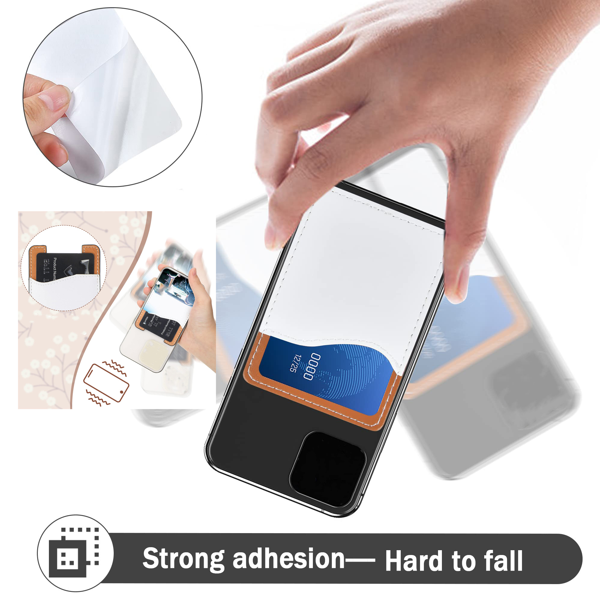 PU Leather Phone Card Holder with Adhesive Back 10