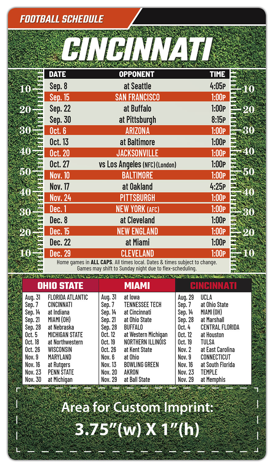 Magnet Football Sport Schedules - 4x7 Round Corners