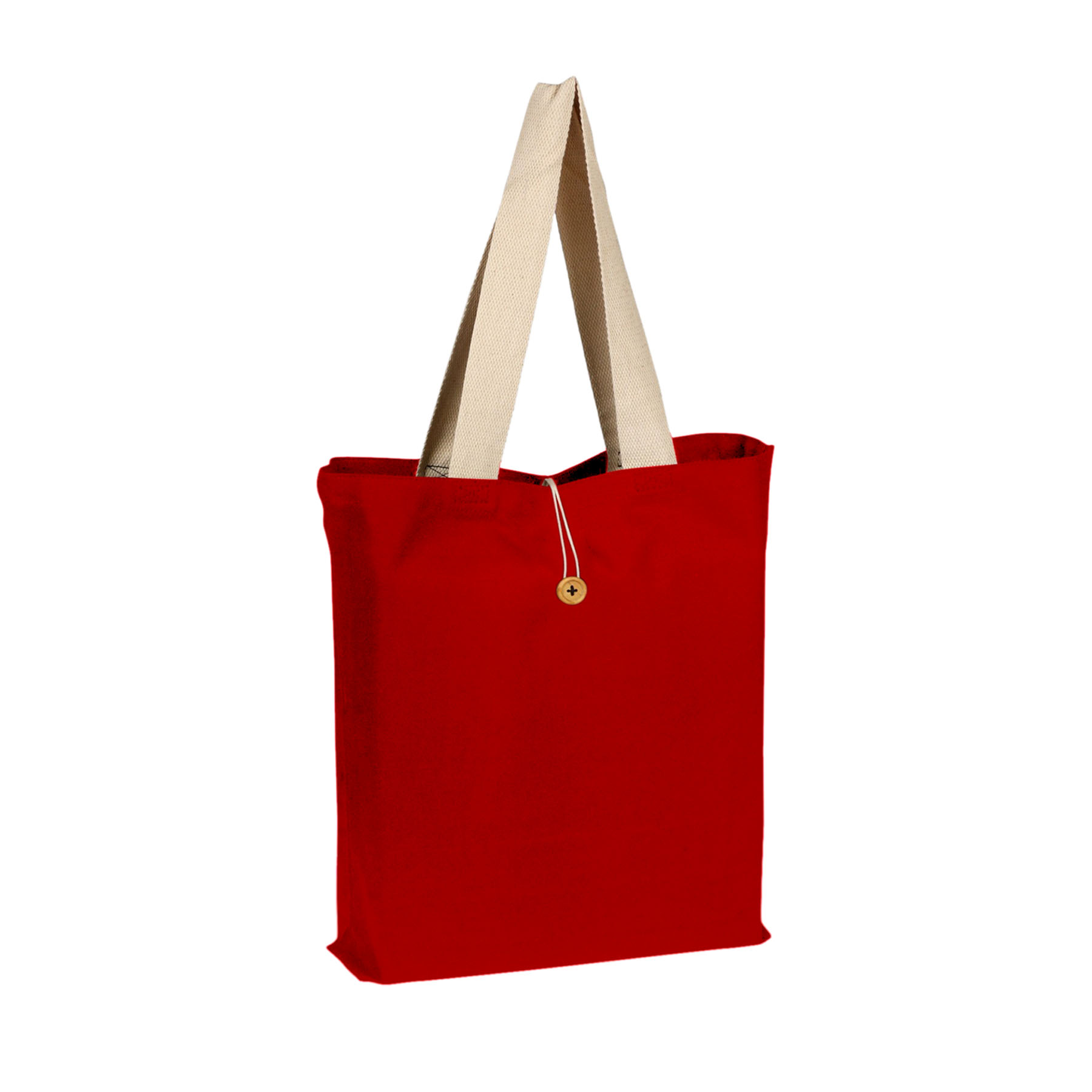 12oz. 100% Cotton Colored Button-Up Canvas Tote w/Natural Handle 15