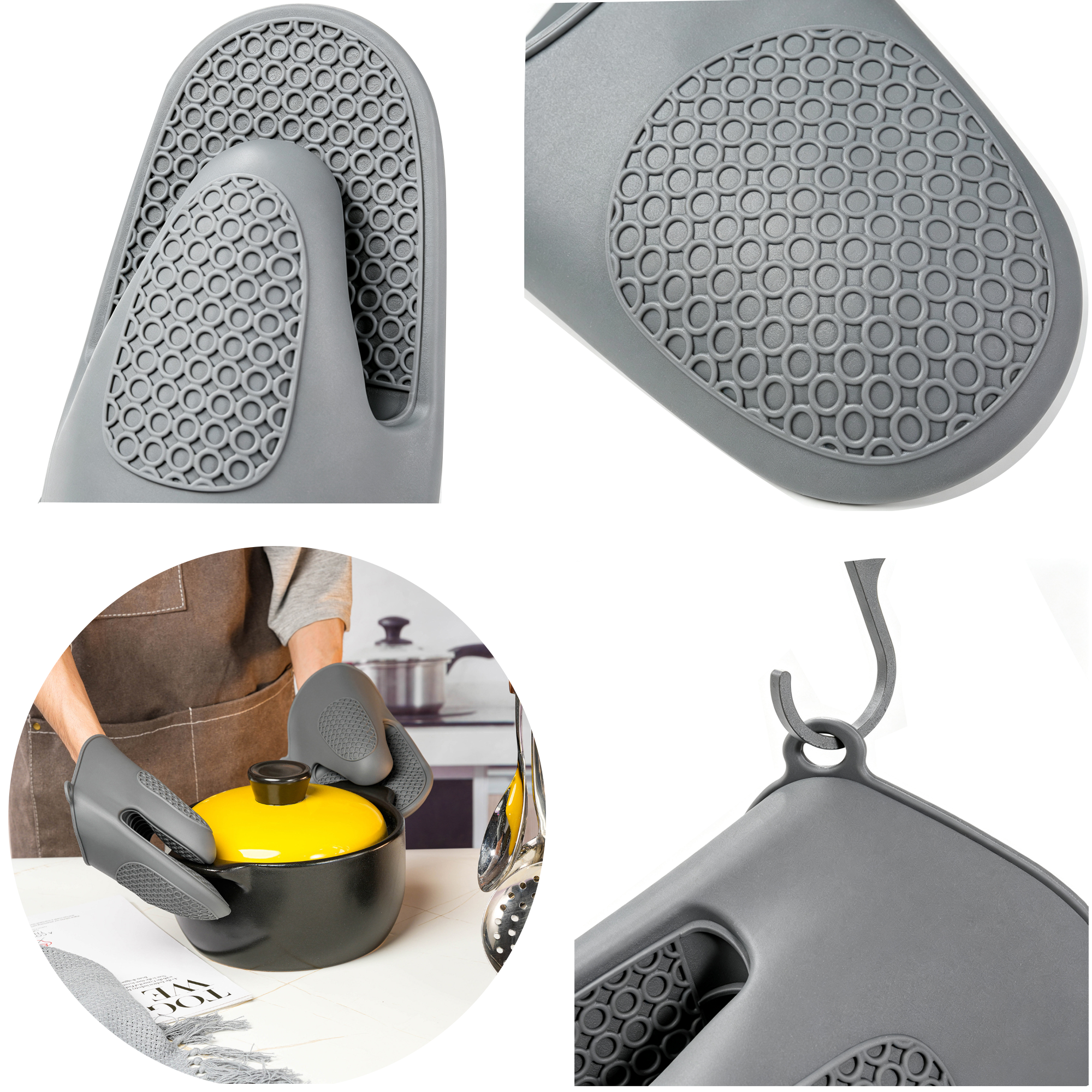 Thickened Heat Resistant Silicone Oven Mitts Kitchen Baking 4