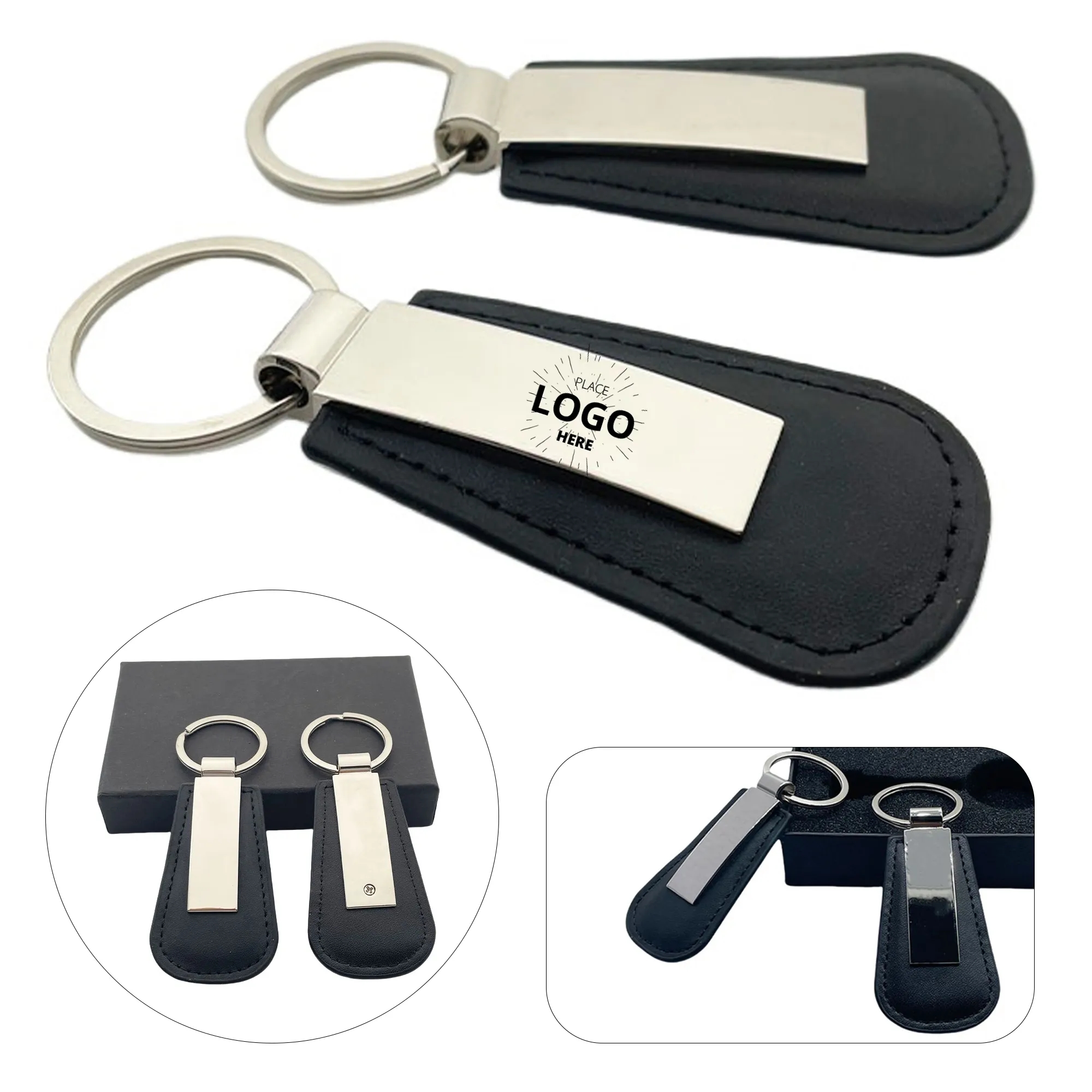 Zinc Alloy Leather Keychain