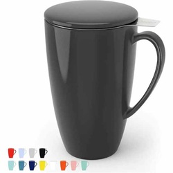 15 oz Porcelain Tea Mug with Infuser and Lid