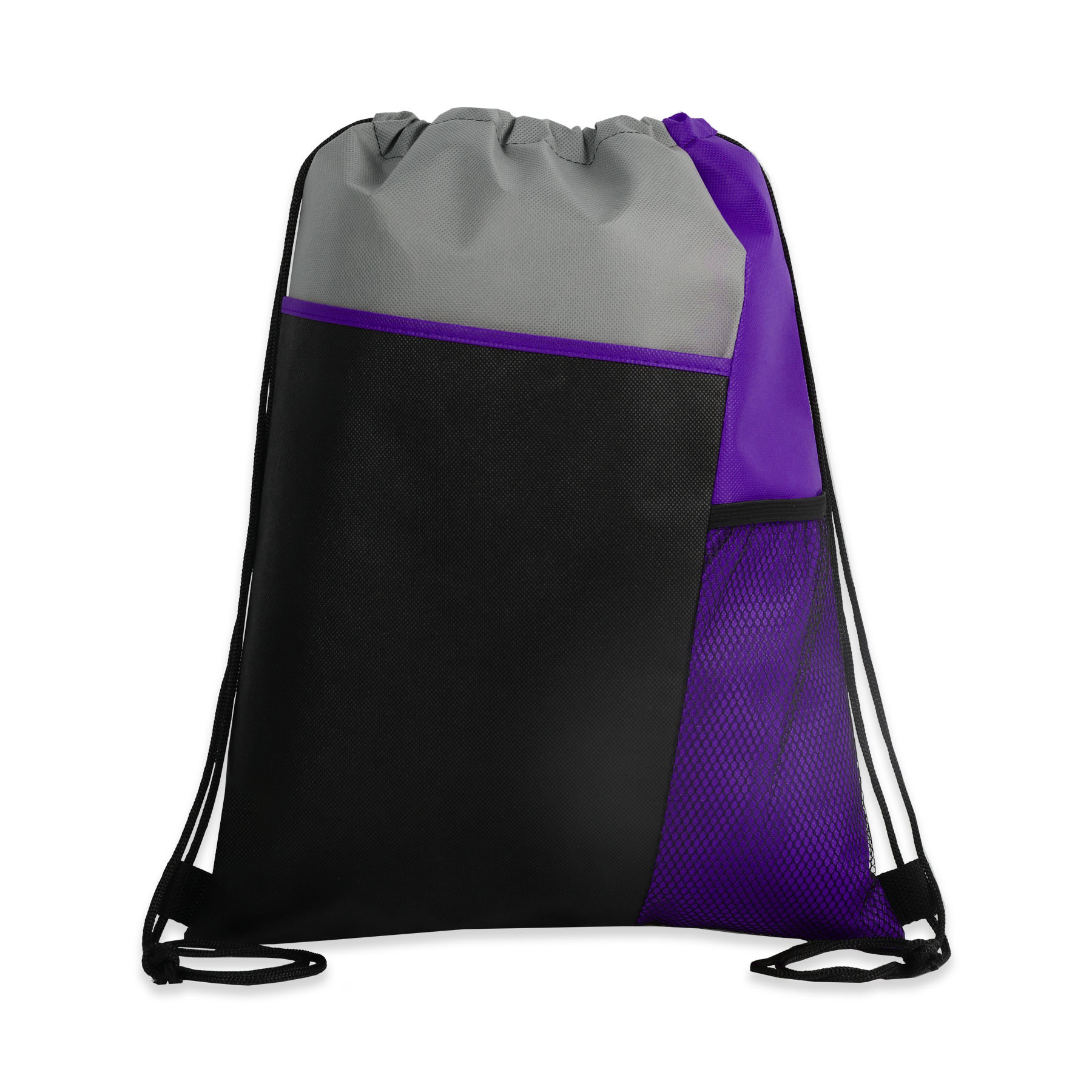Tri Color Drawstring Backpack with Front Mesh Pocket 54