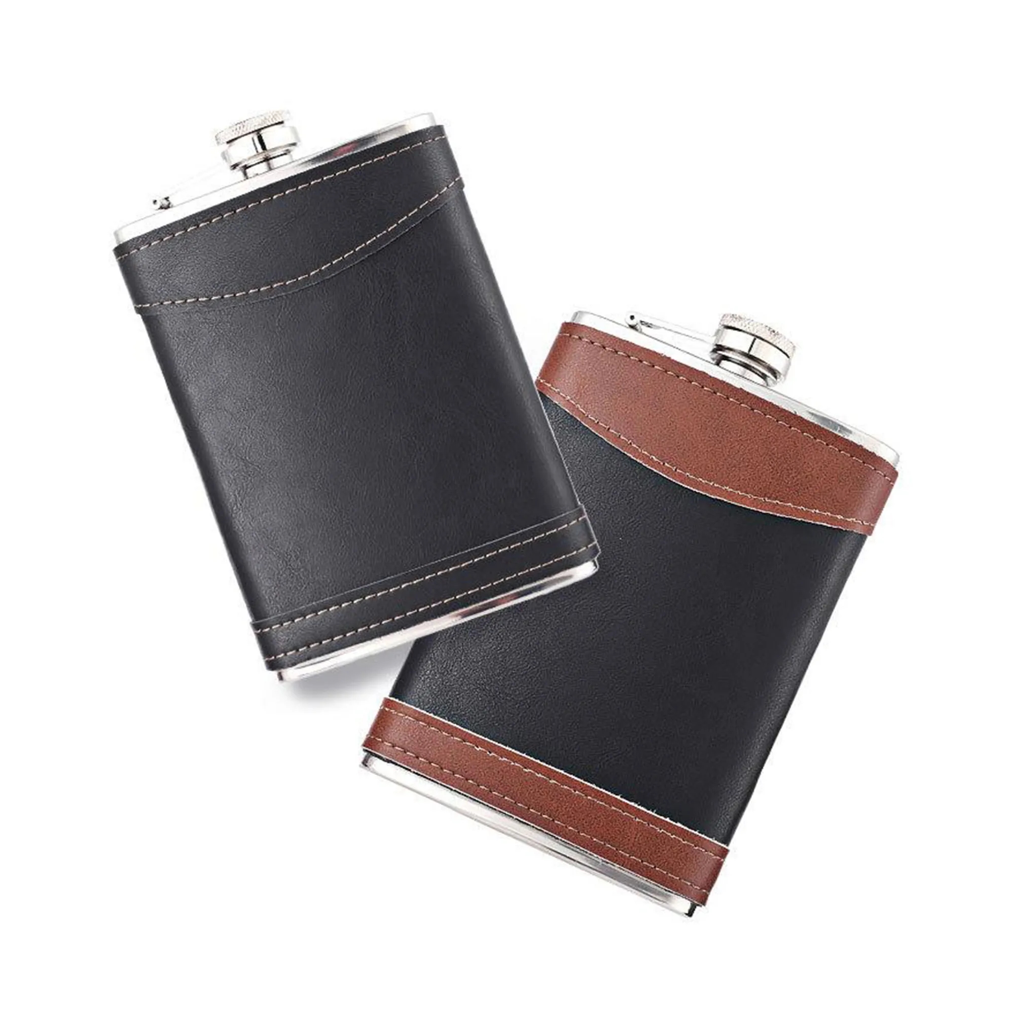 8 oz. Leather Wrapped Stainless Steel Flask, custom water bottle with logo imprint 12