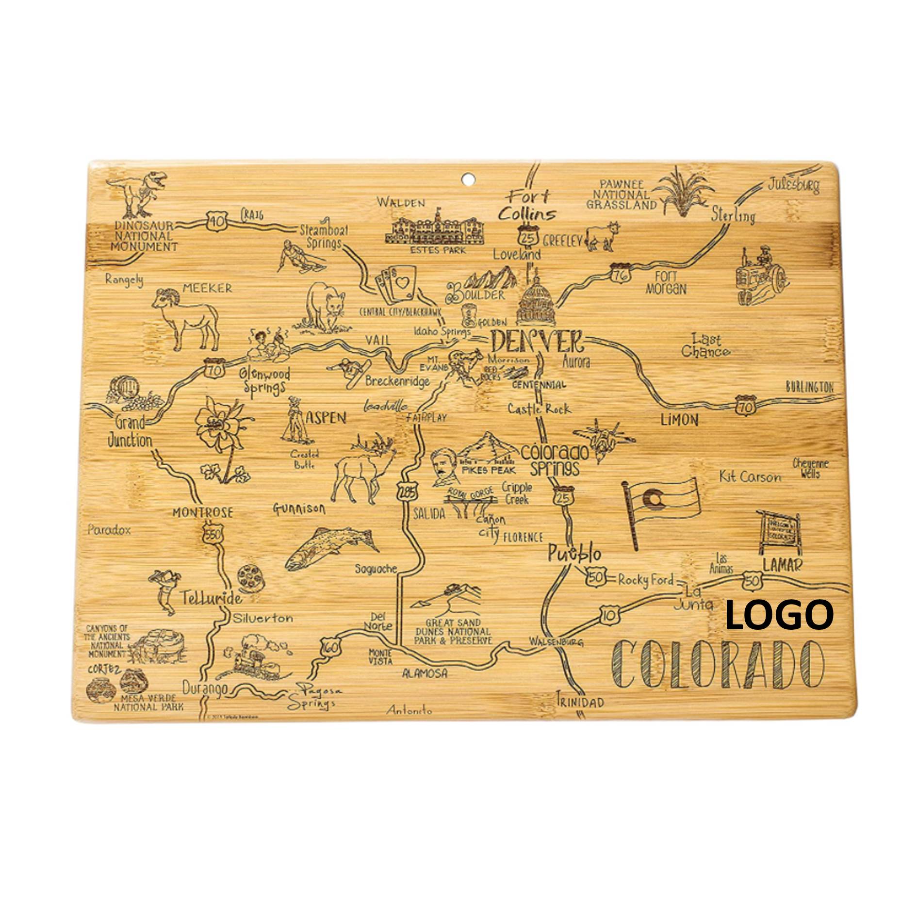 Colorado State Shaped Serving Cutting Board
