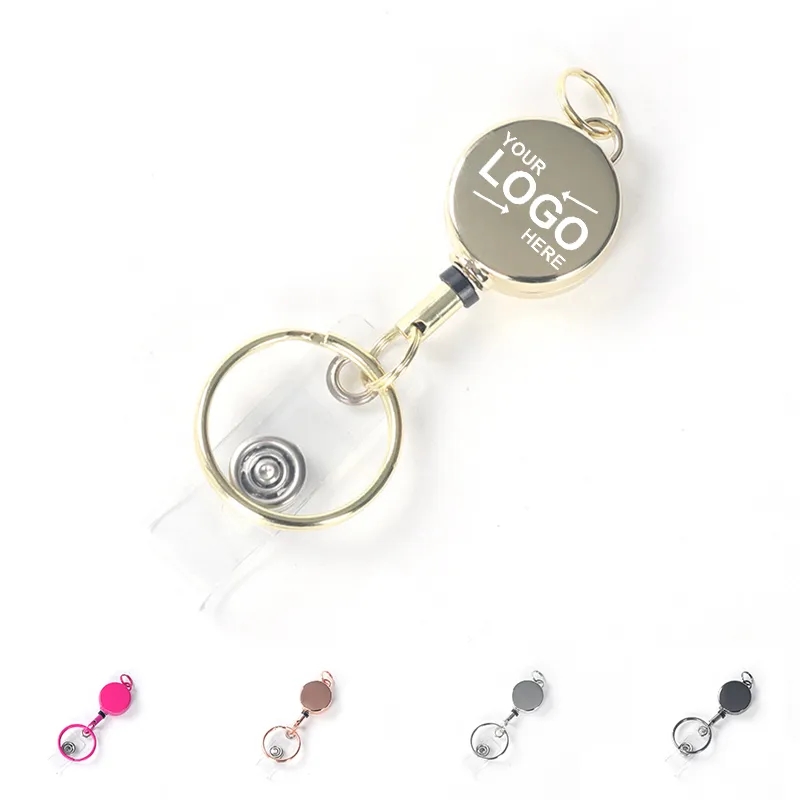 Swivel Carabiner Retractable Badge Reel W/ Keyring