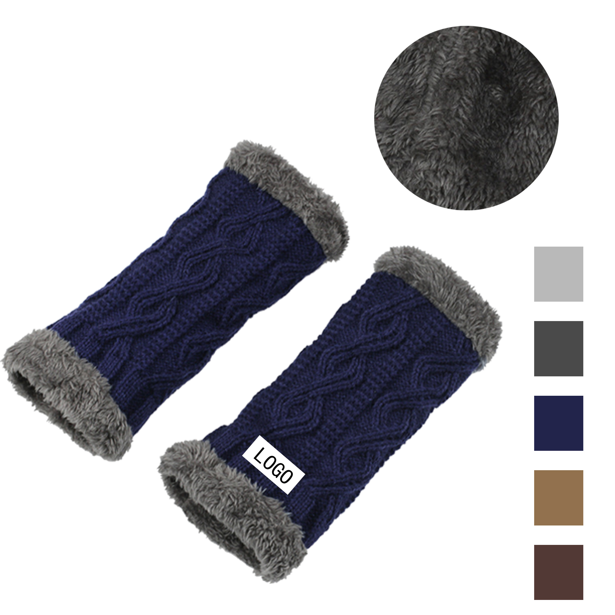 Autumn And Winter Knitted Thick Bare Finger Wrist Gloves 3