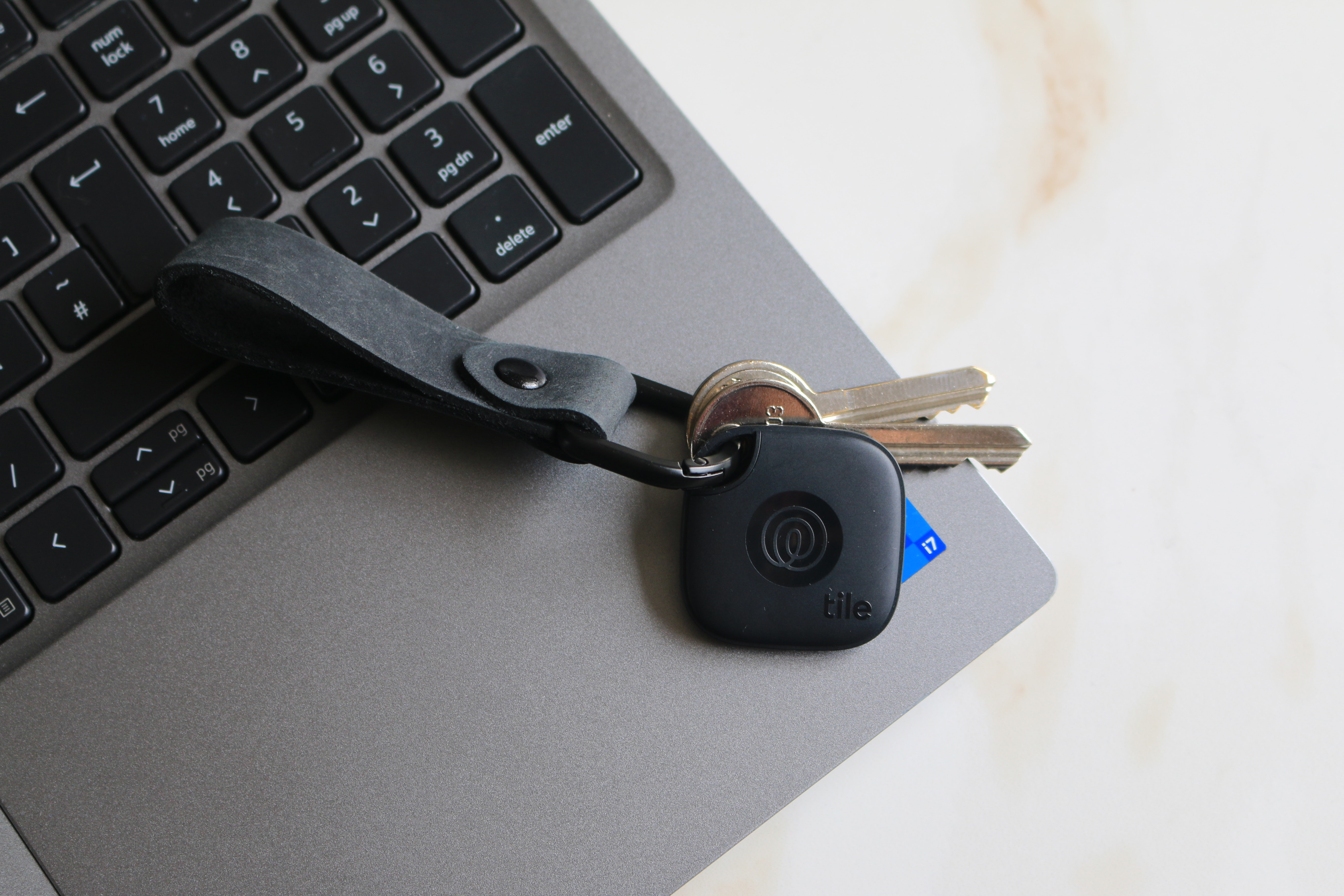New Tile Mate with Full Grain Leather Key Fob 32