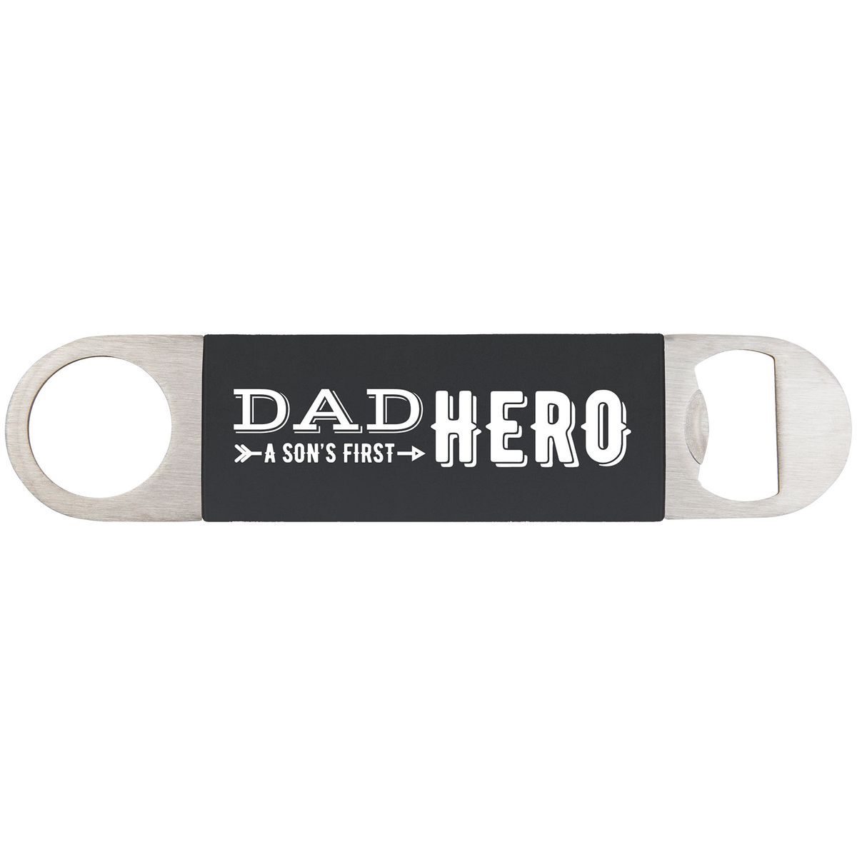 1 1/2" x 7" Black/White Bottle Opener with Silicone Grip 3