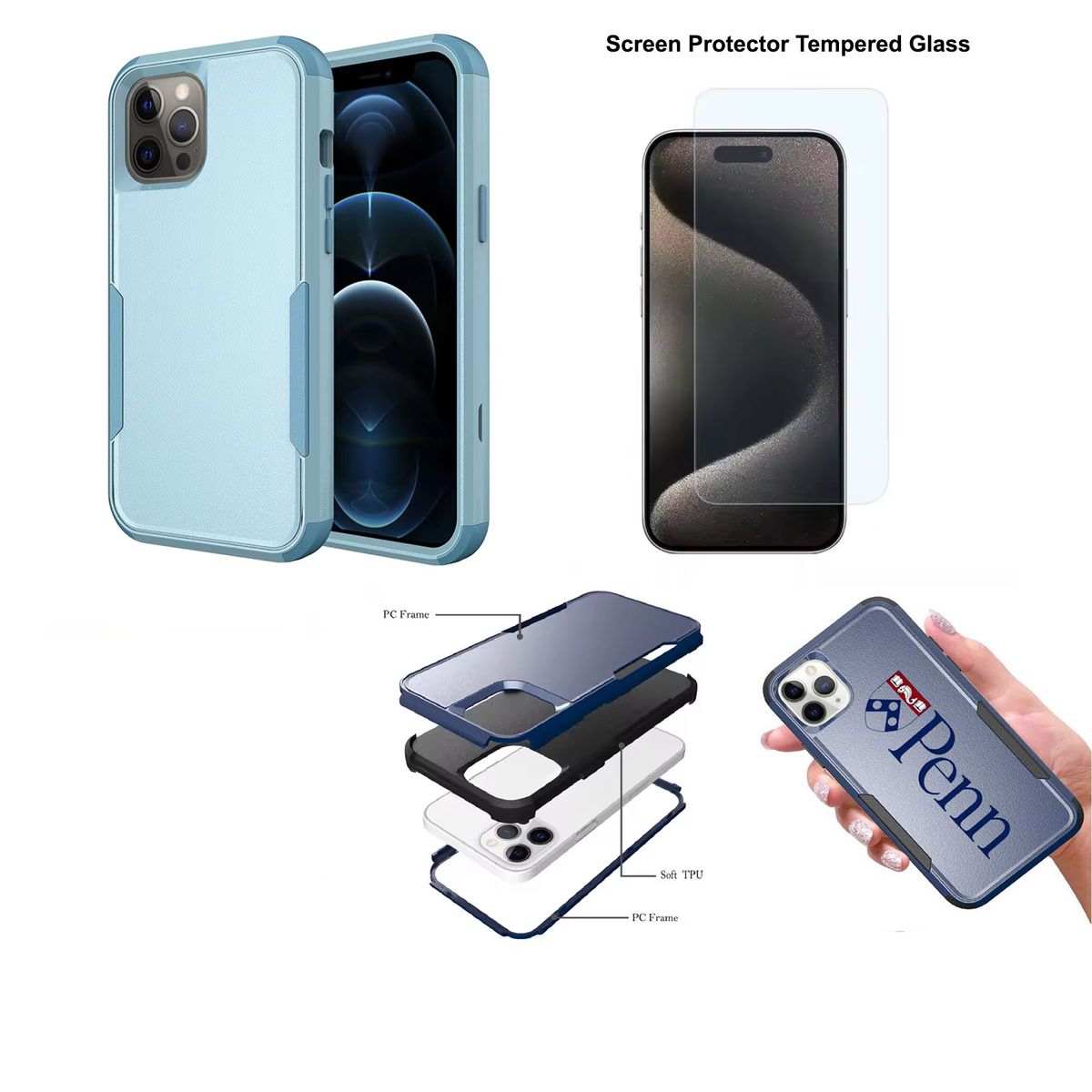 iBank iPhone16 Shockproof Case + Tempered Glass Screen Protector - i16-D110 | PrintLeaf iBank iPhone16 Shockproof Case + Tempered Glass Screen Protector - i16-D110 | PrintLeaf