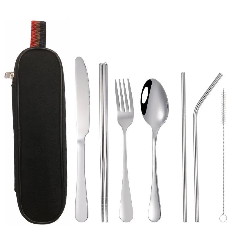 Reusable Stainless steel cutlery set with case 19