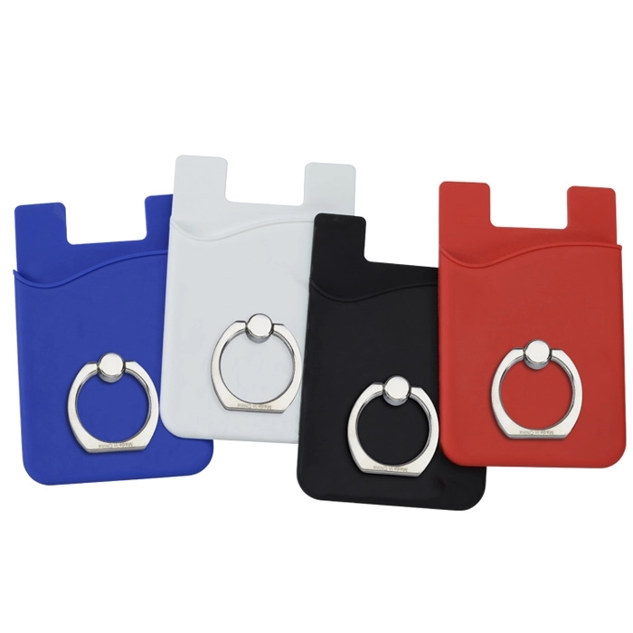 Silicone cell phone wallet card with Ring Grip