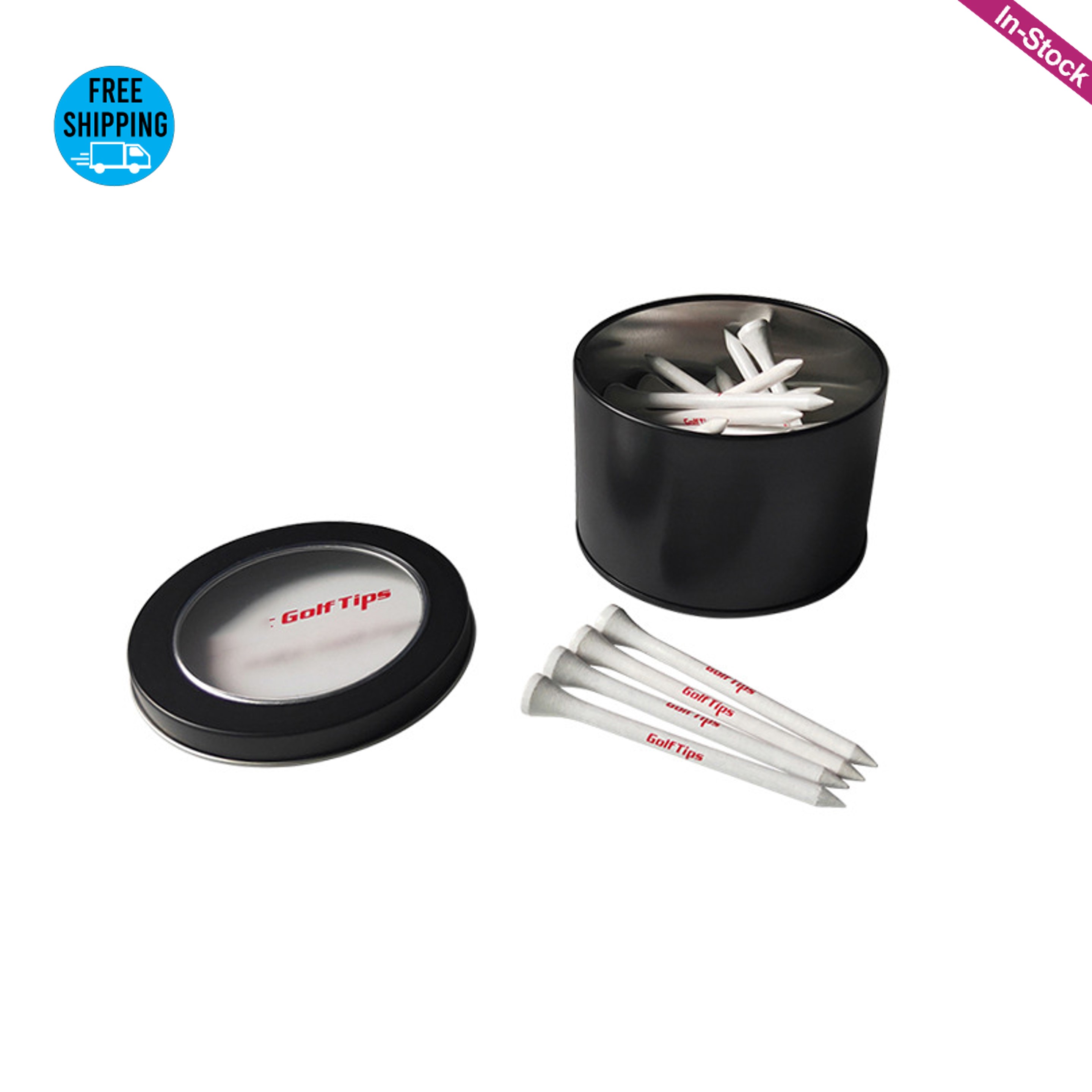 50pcs 2-3/4" Wood Golf Tees with Customized Gift Tin