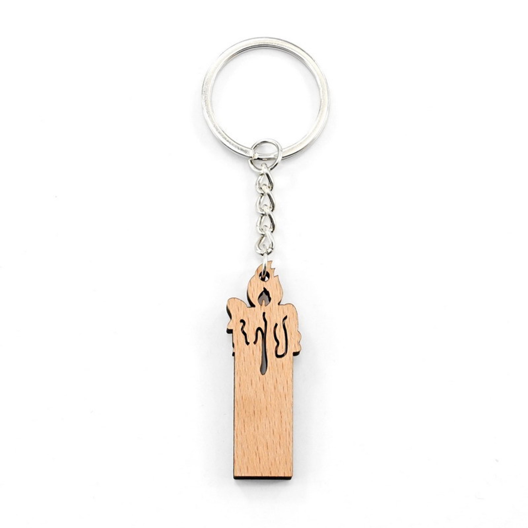 Candle Shape Wooden Keychain